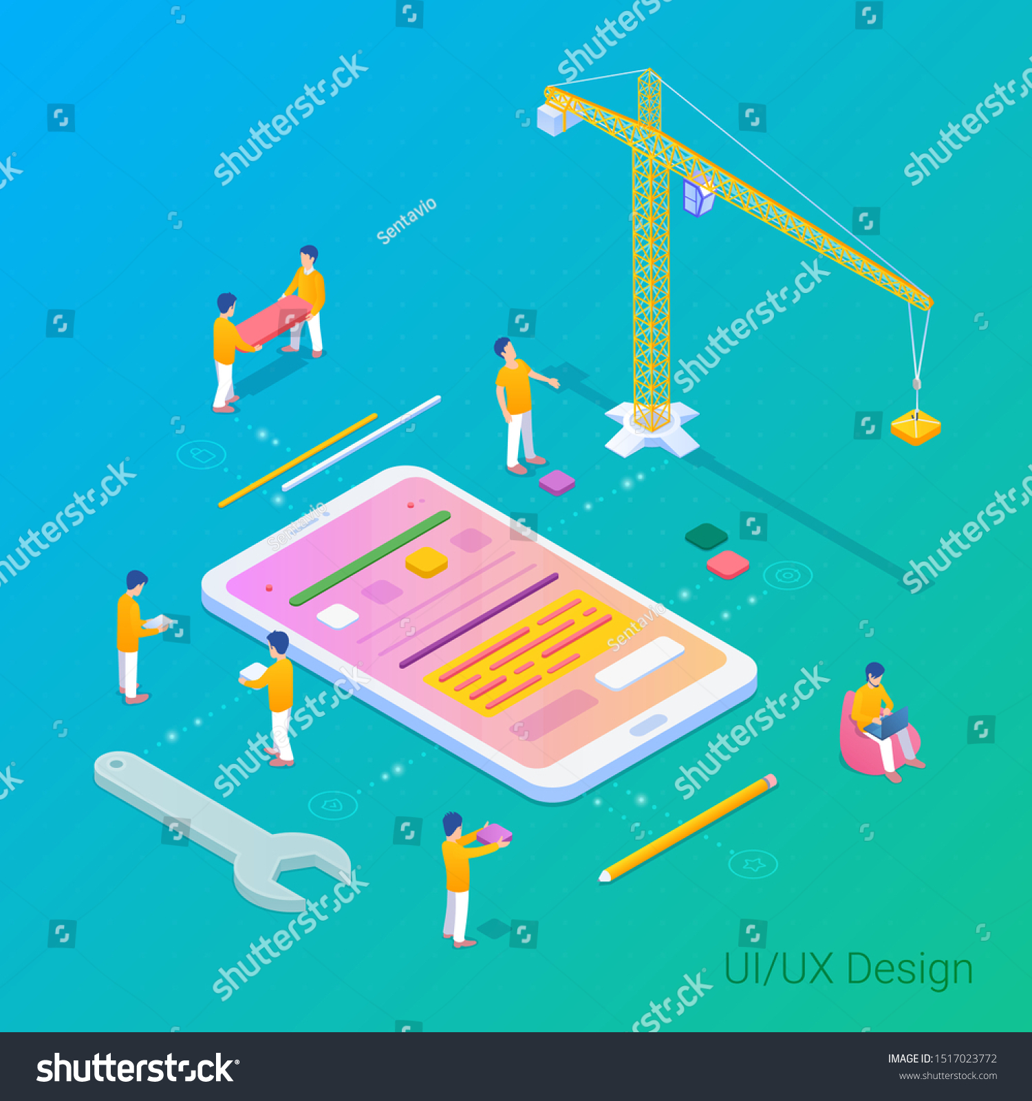 Ui Ux Design App Development Isometric Stock Vector (Royalty Free ...