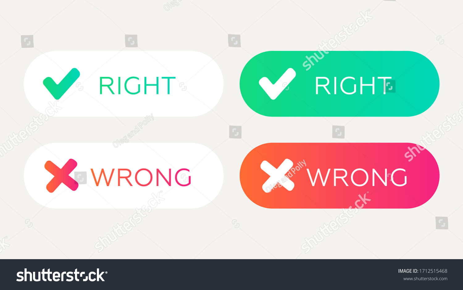 Ui Ux Web Elements Right Wrong Stock Vector (Royalty Free) 1712515468 ...