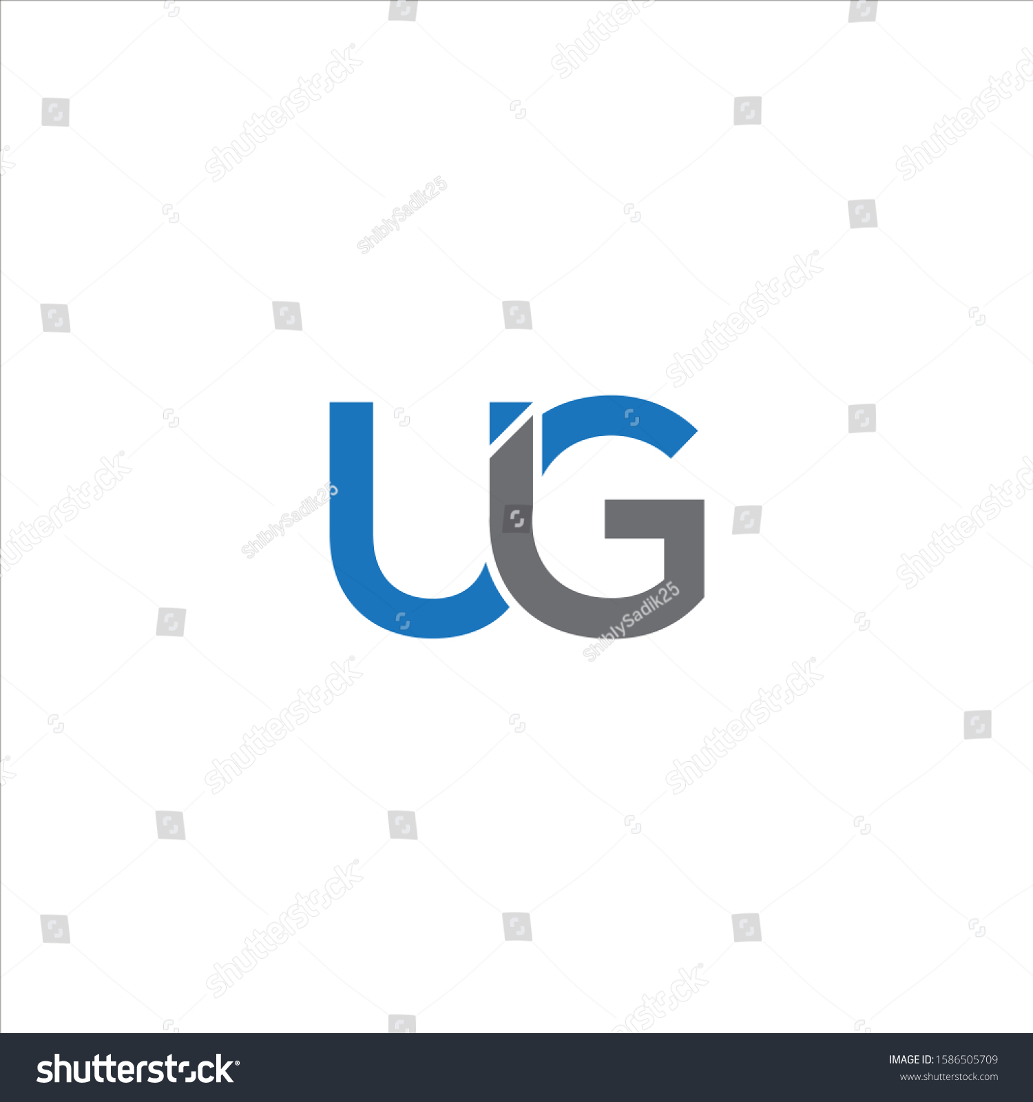 Uig Letter Logo Design Blue Grey Stock Vector (Royalty Free) 1586505709 ...