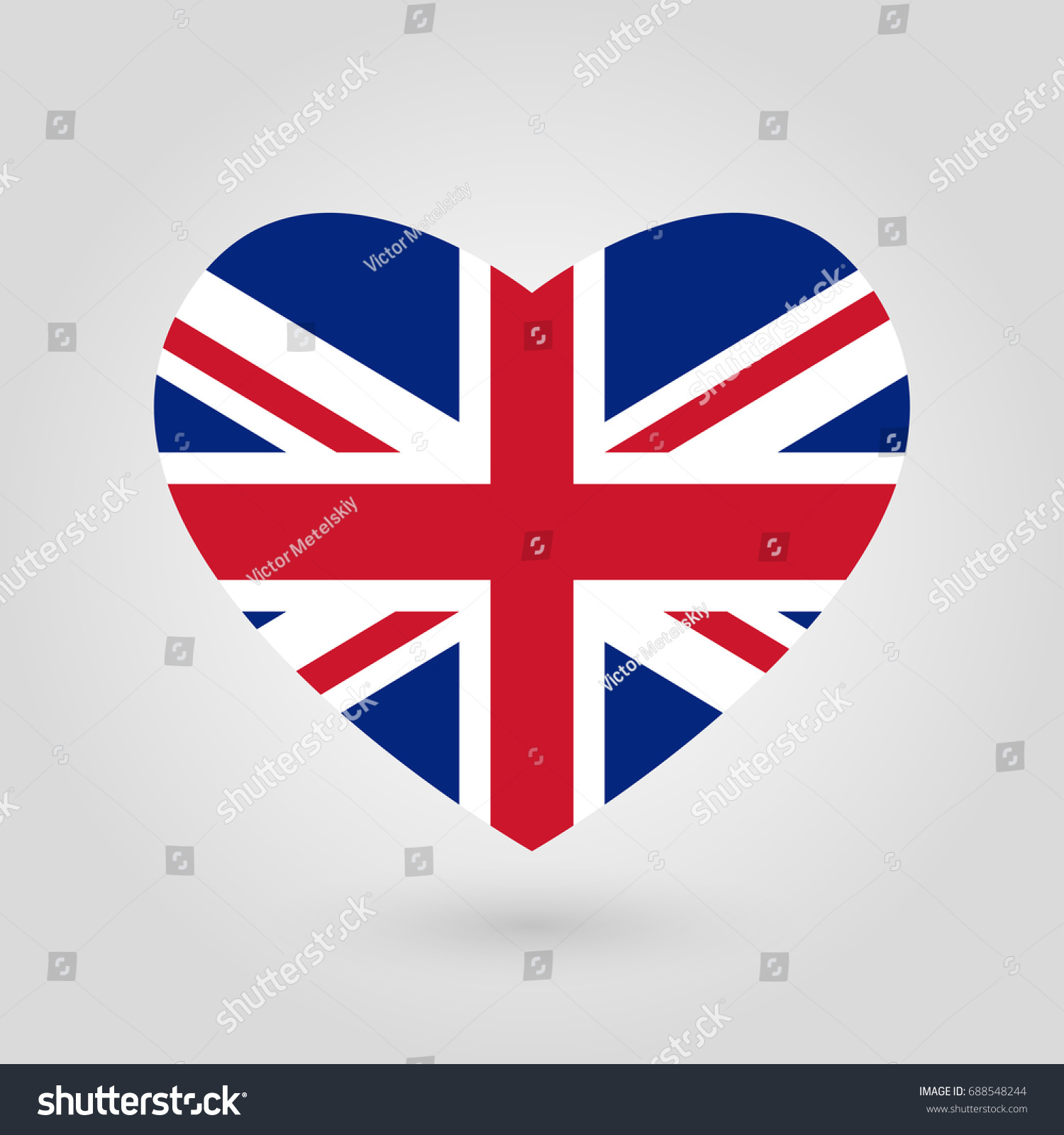 SVG of UK flag in the heart shape. British flag icon. Great Britain, United Kingdom and England national symbol. Vector illustration. svg