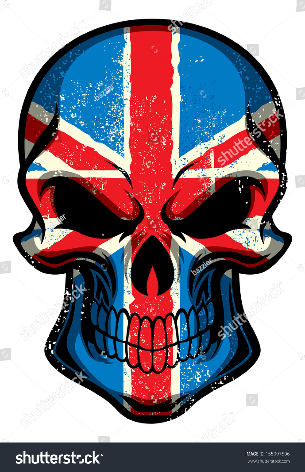 Uk Flag Painted On Skull Stock Vector 155997506 - Shutterstock