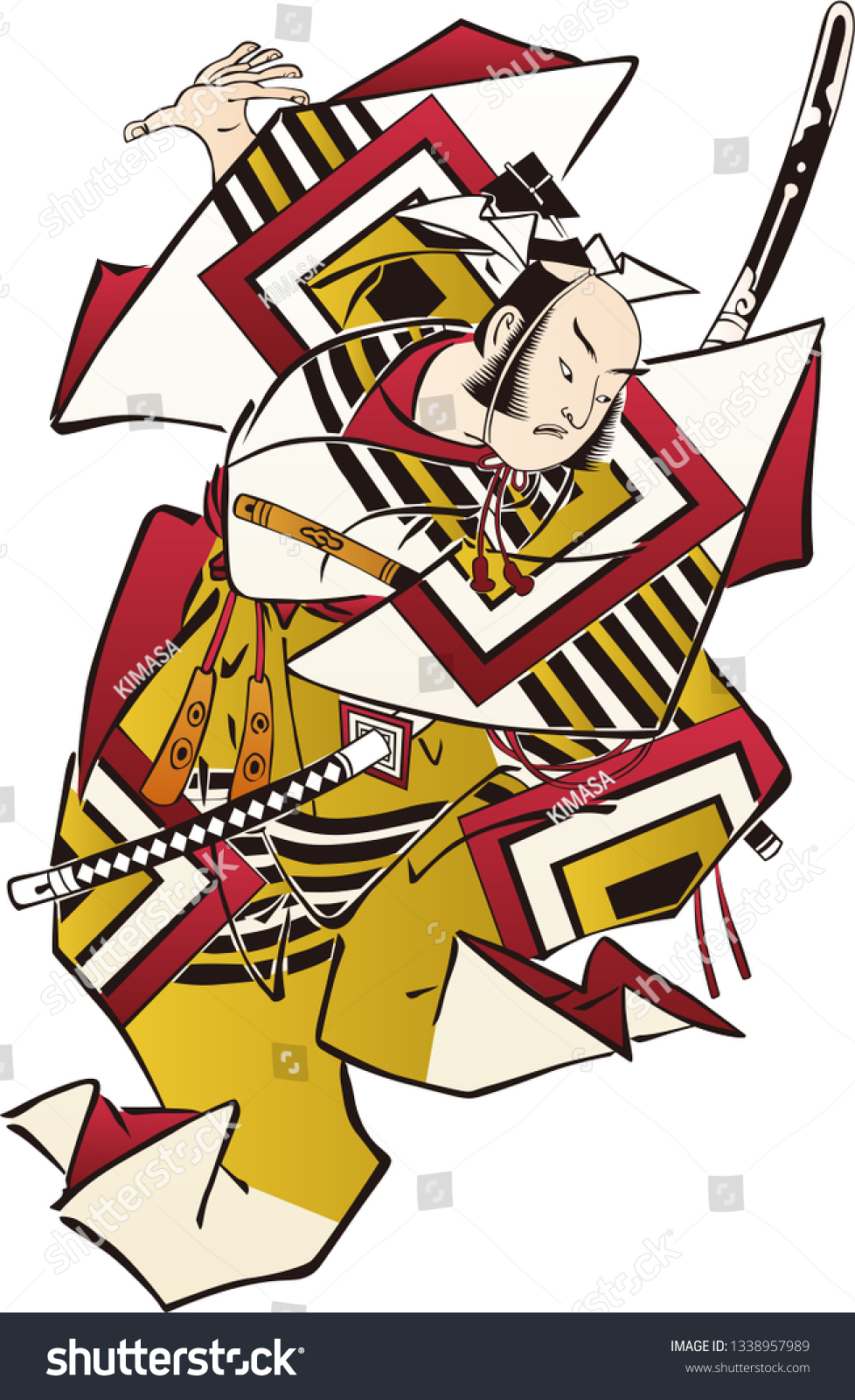 Ukiyoe Samurai vector de stock libre de regalías Shutterstock