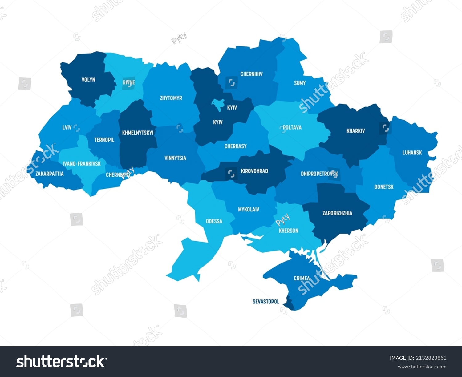 Ukraine Administrative Map Oblasts Stock Vector (Royalty Free ...