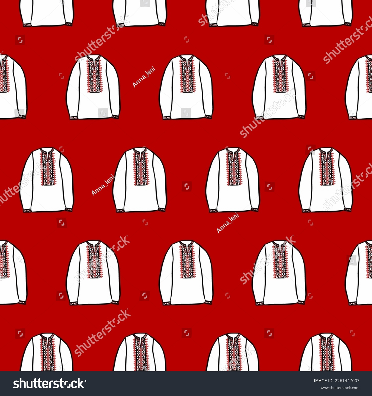 SVG of Ukraine Embroidery Man Shirt Seamless Pattern. Vector Illustration of Sketch Doodle Hand drawn Ukrainian Cultural Clothes. svg