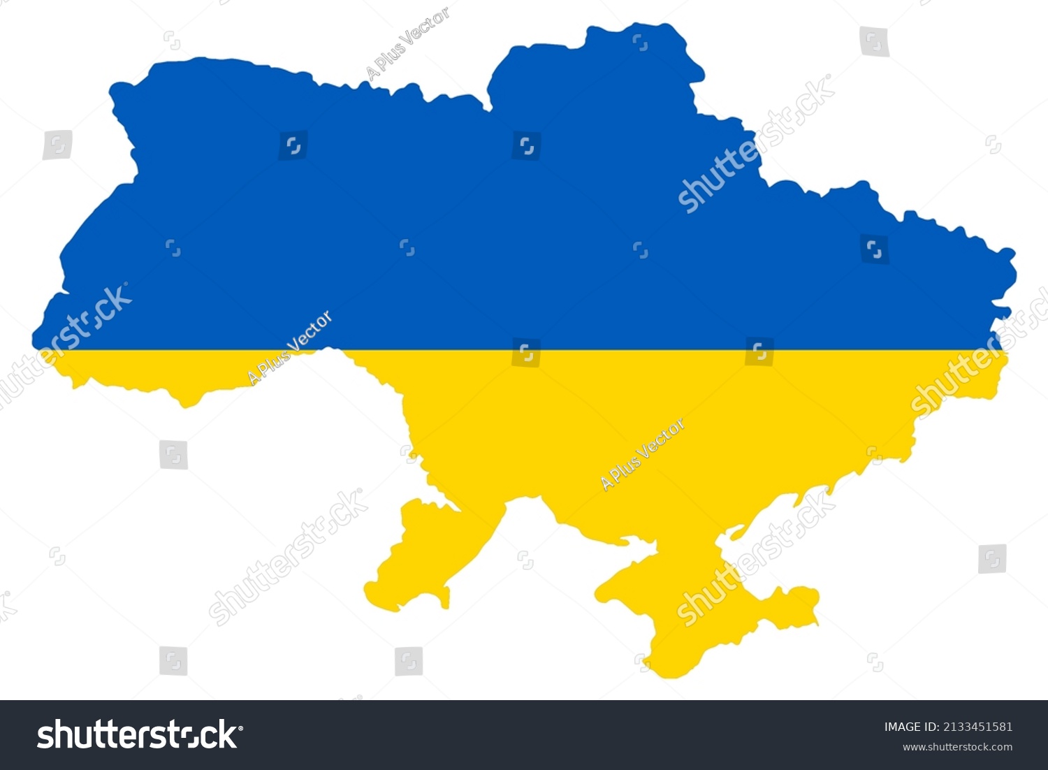 Ukraine Flag On Map Isolated On Stock Vector (Royalty Free) 2133451581 ...