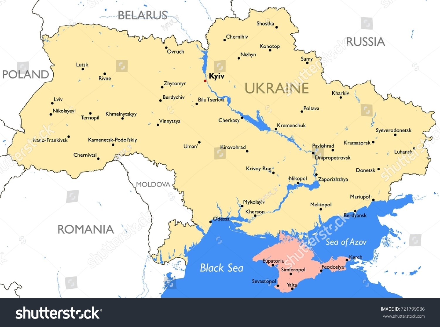 Ukraine Map Vector Detailed Color Ukraine Stock Vector (Royalty Free ...