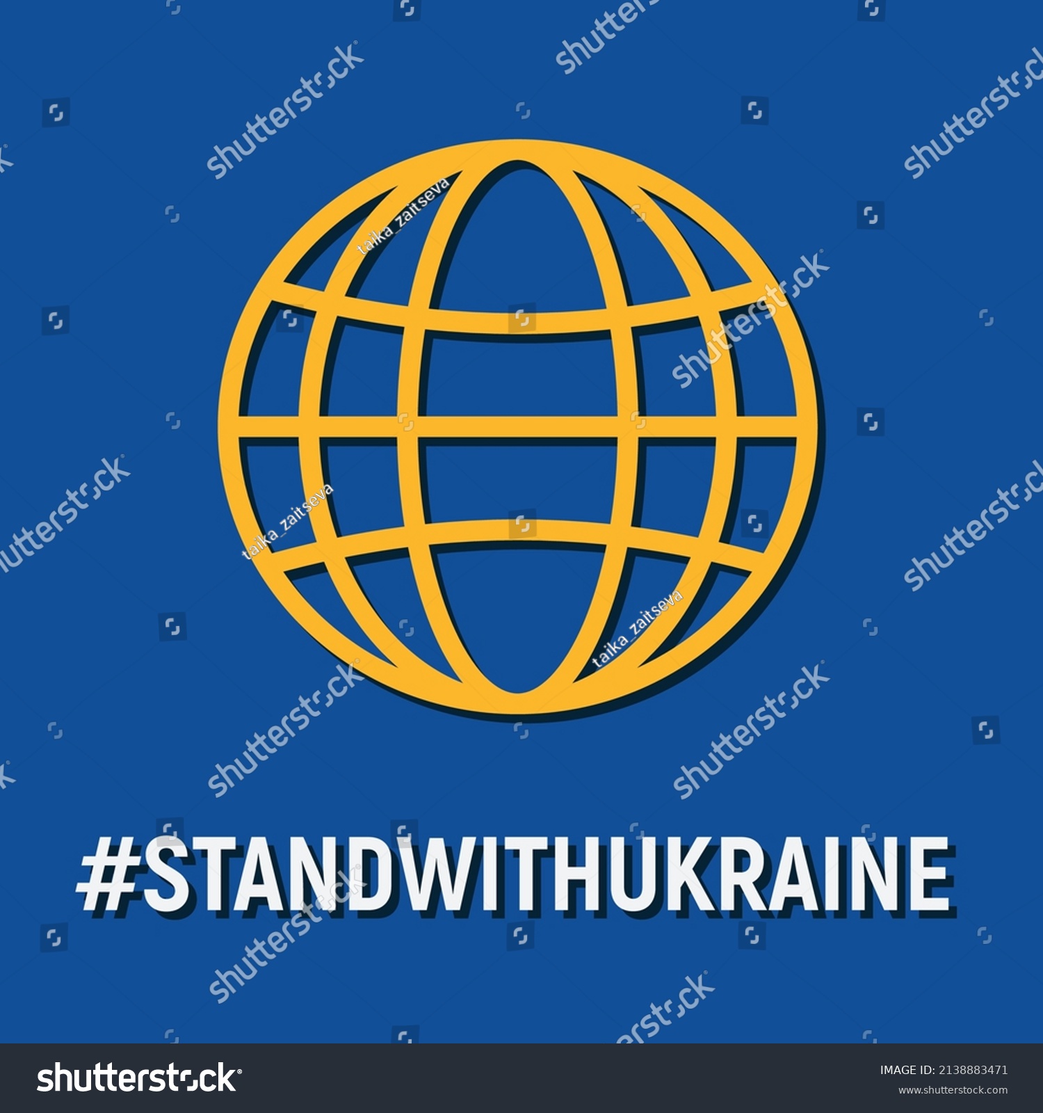 Ukrainian Flag Colors Globe Square Banner Stock Vector (Royalty Free