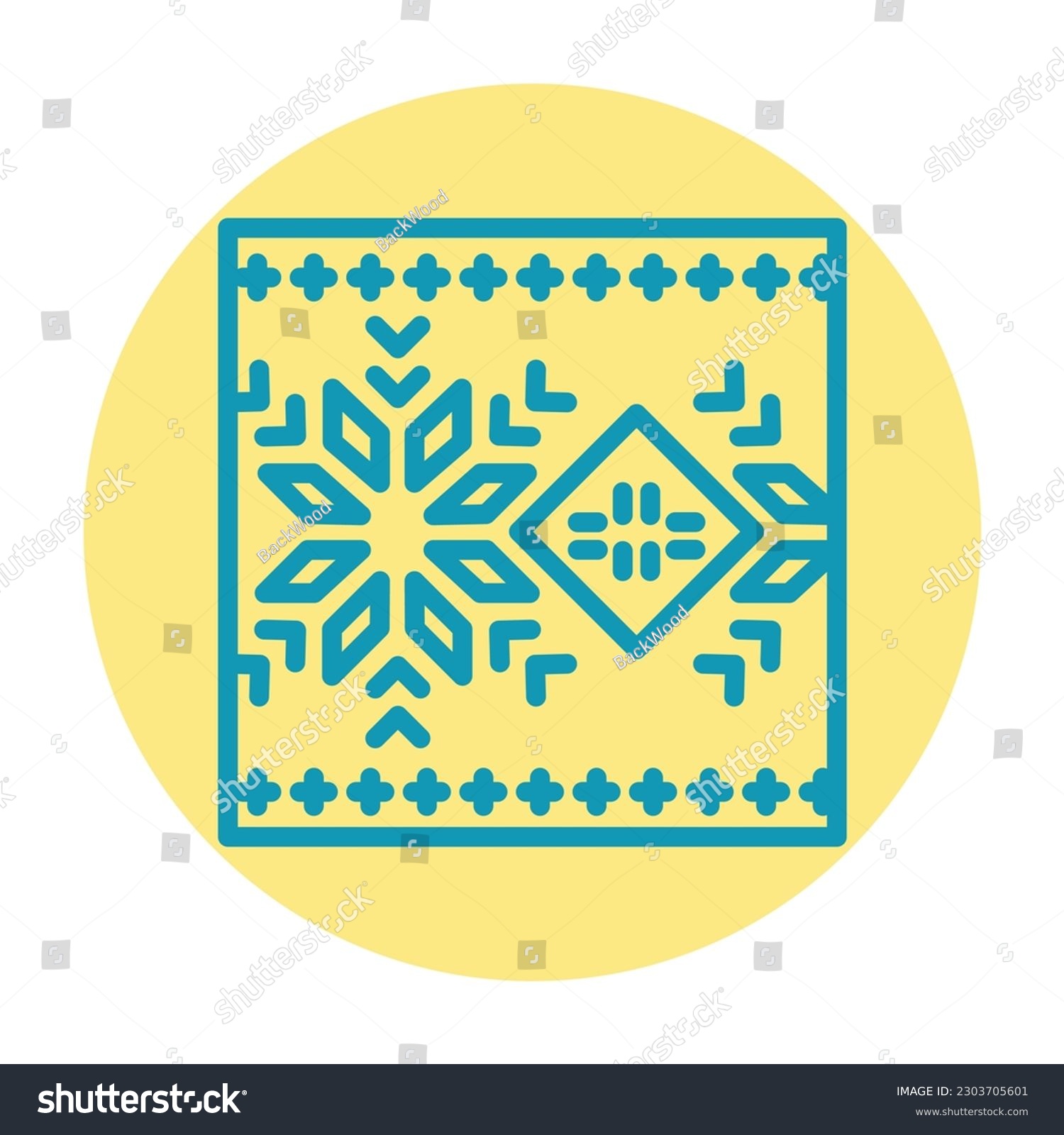 SVG of Ukrainian folk art knitted embroidery line color icon. Isolated vector element. Outline pictogram for web page, mobile app, promo svg