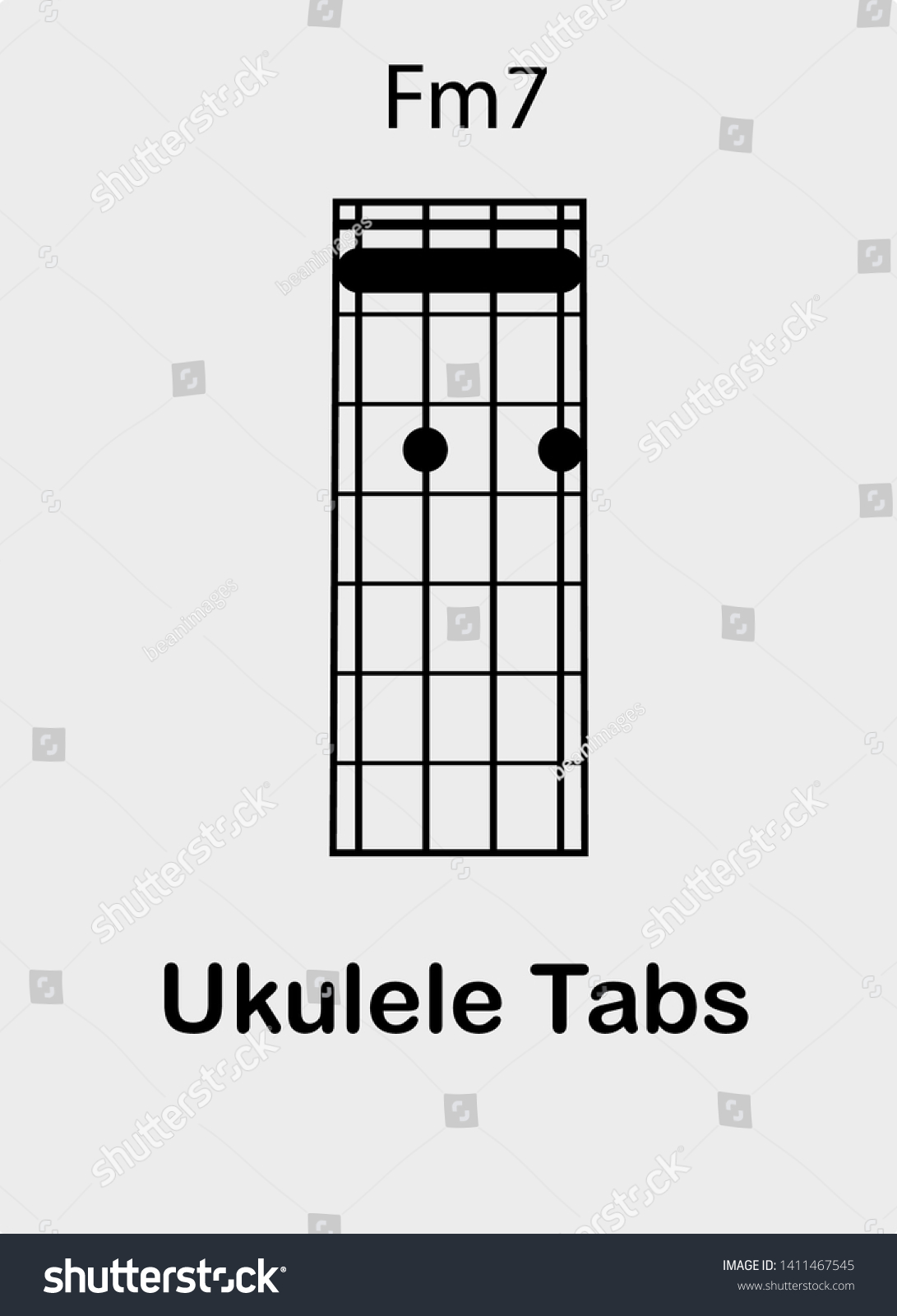 Ukulele Tabulator F Minor Seventh Chord Stock Vector (Royalty Free ...