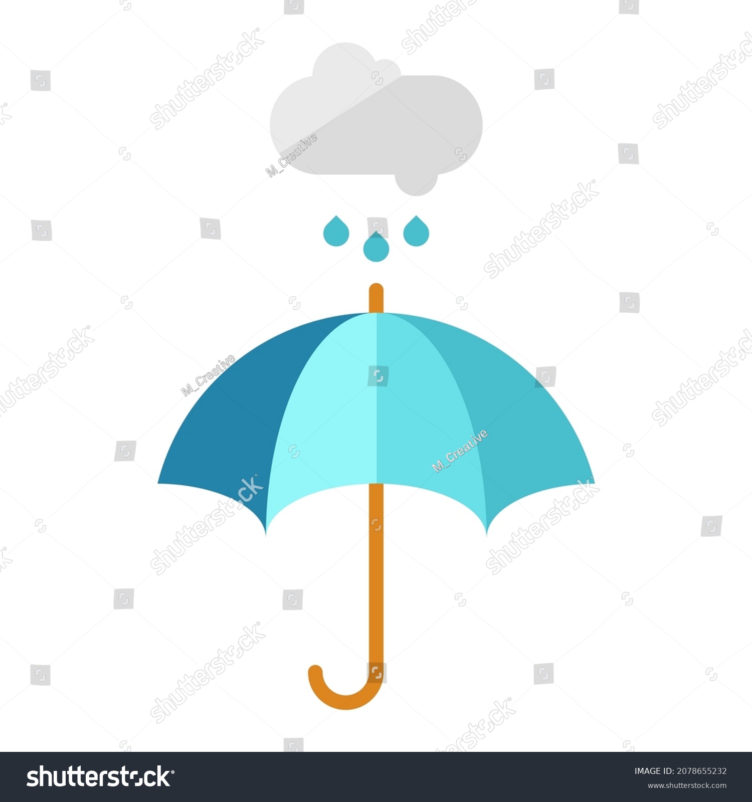 Umbrella Rain Flat Clipart Vector Illustration Stock Vector (Royalty ...