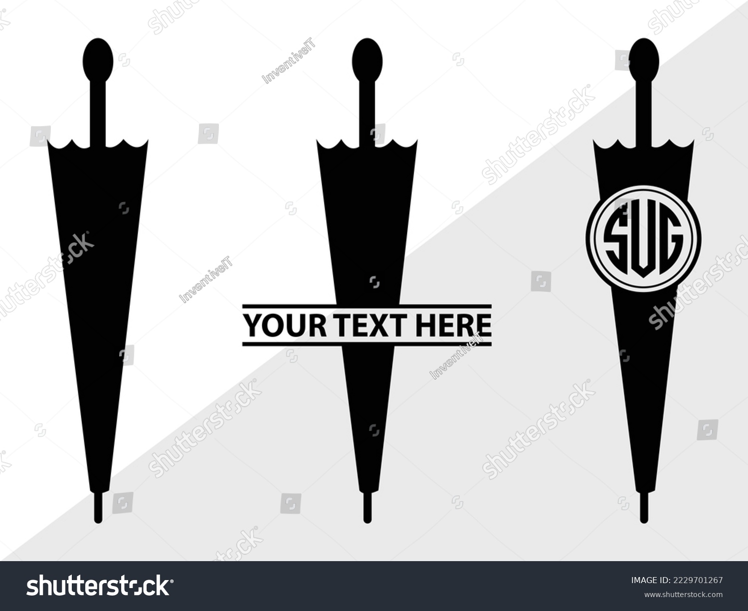 SVG of Umbrella Monogram Vector Illustration Silhouette svg