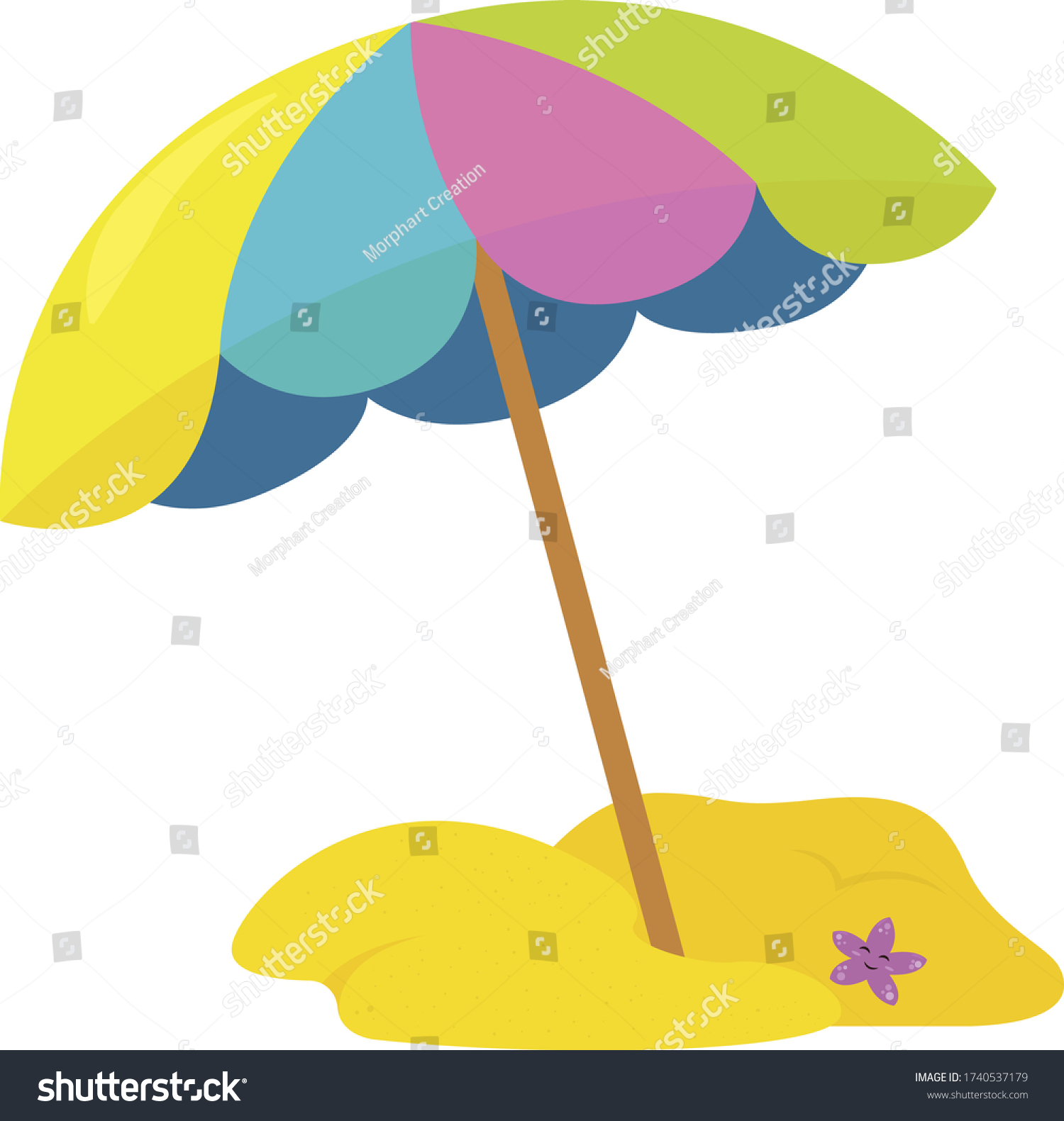 Umbrella On Beach Illustration Vector On Stock Vector (Royalty Free ...