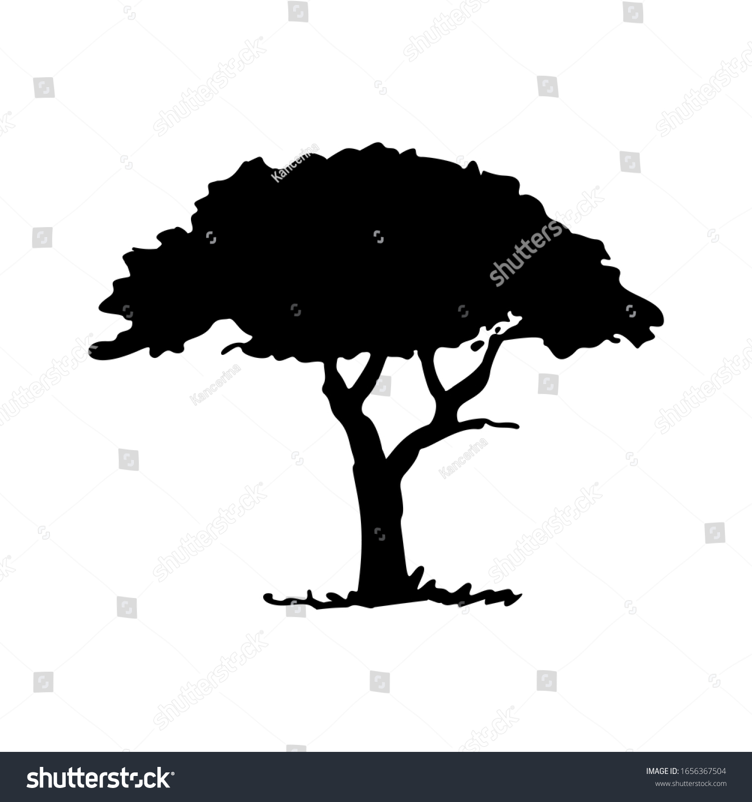 Umbrella Tree Architectural Vector Silhouette Stock Vector (Royalty ...