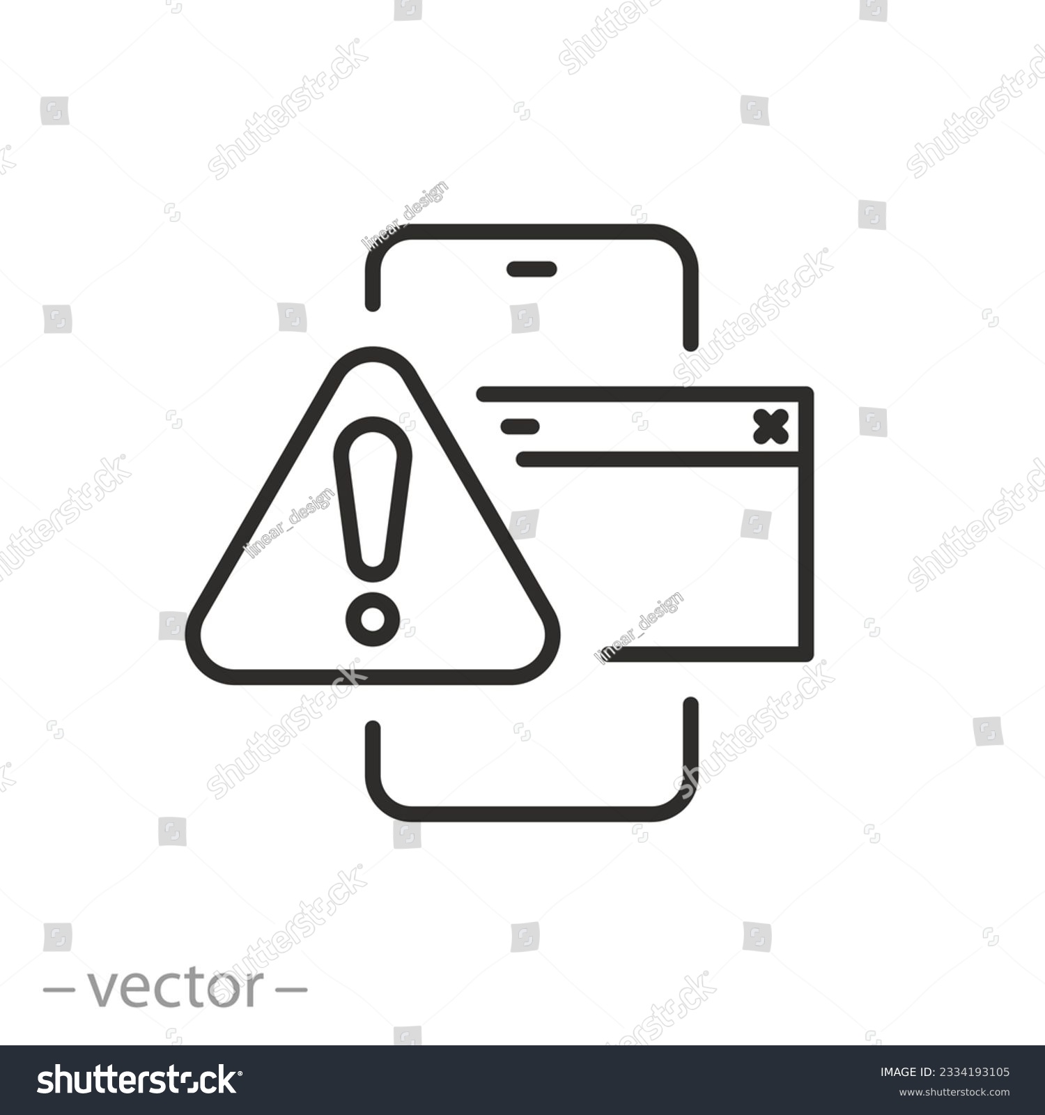 SVG of uncensored content icon, obscene site page warning, inappropriate censored content, thin line symbol - editable stroke vector illustration svg
