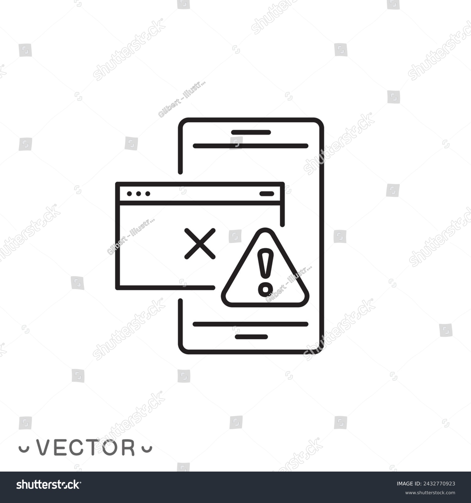 SVG of uncensored content icon, obscene site page warning, inappropriate censored content, thin line symbol isolated on white background, editable stroke eps 10 vector illustration svg