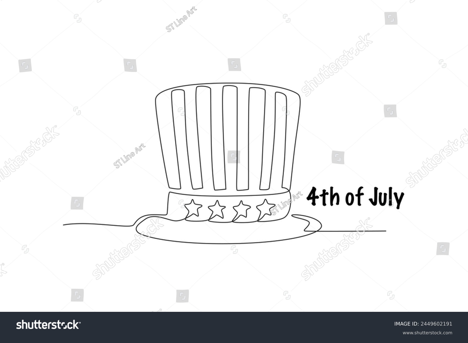 SVG of Uncle Sam's iconic hat. 4th of july one-line drawing svg