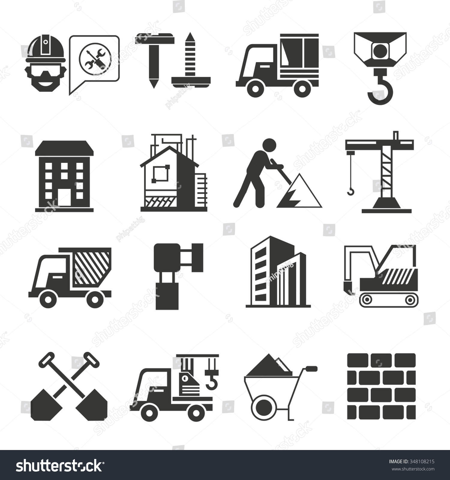 Under Construction Icons Stock Vector (Royalty Free) 348108215