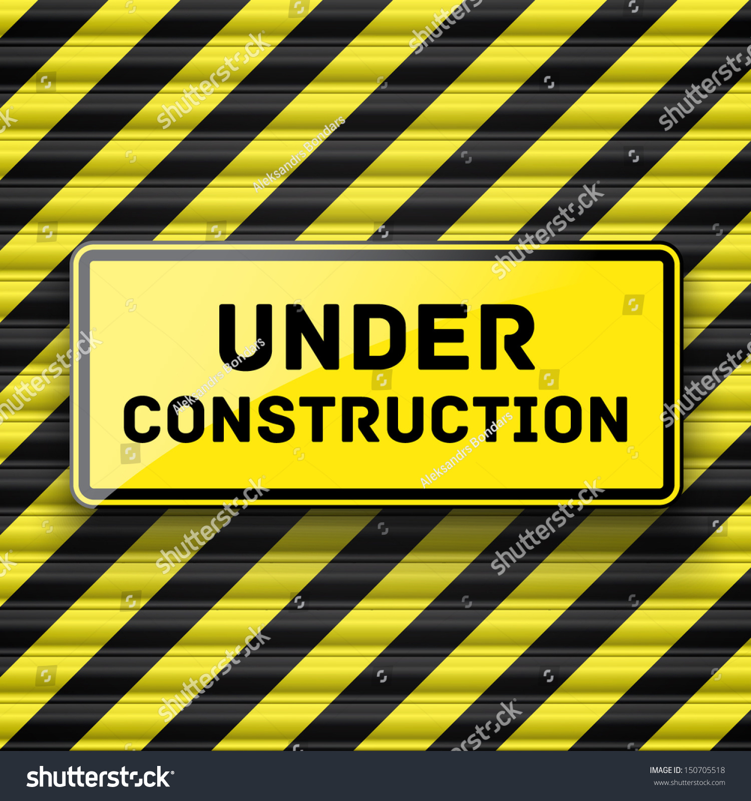 Under Construction Sign Hanging On Striped Stock Vector 150705518 ...