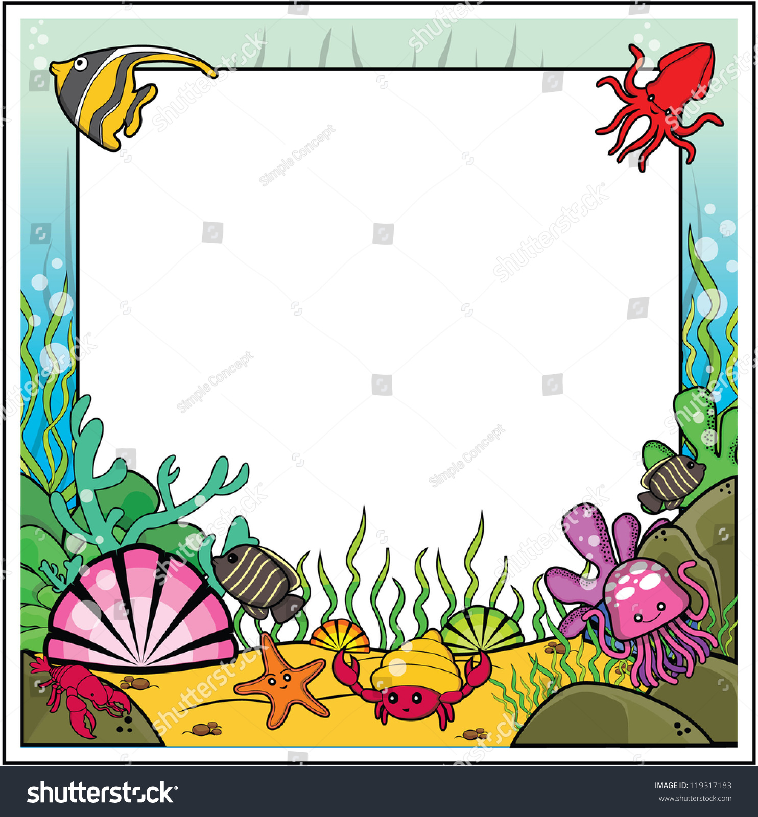 Under Sea Frame Stock Vector Illustration 119317183 : Shutterstock