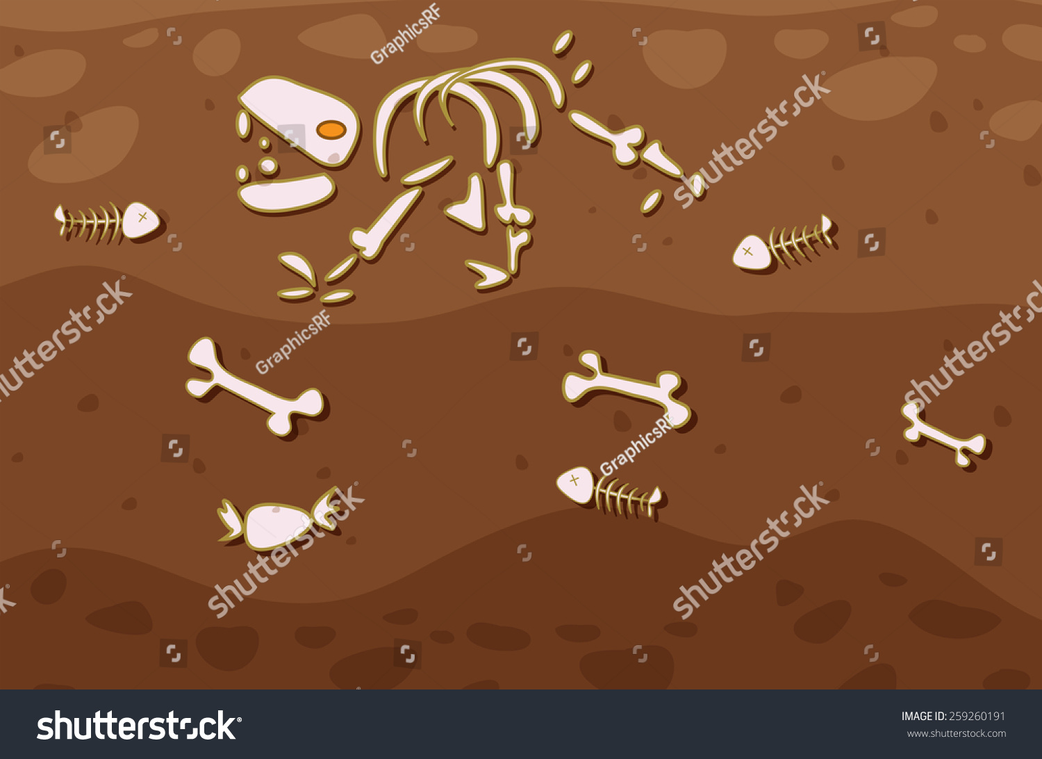 dinosaur bones in ground