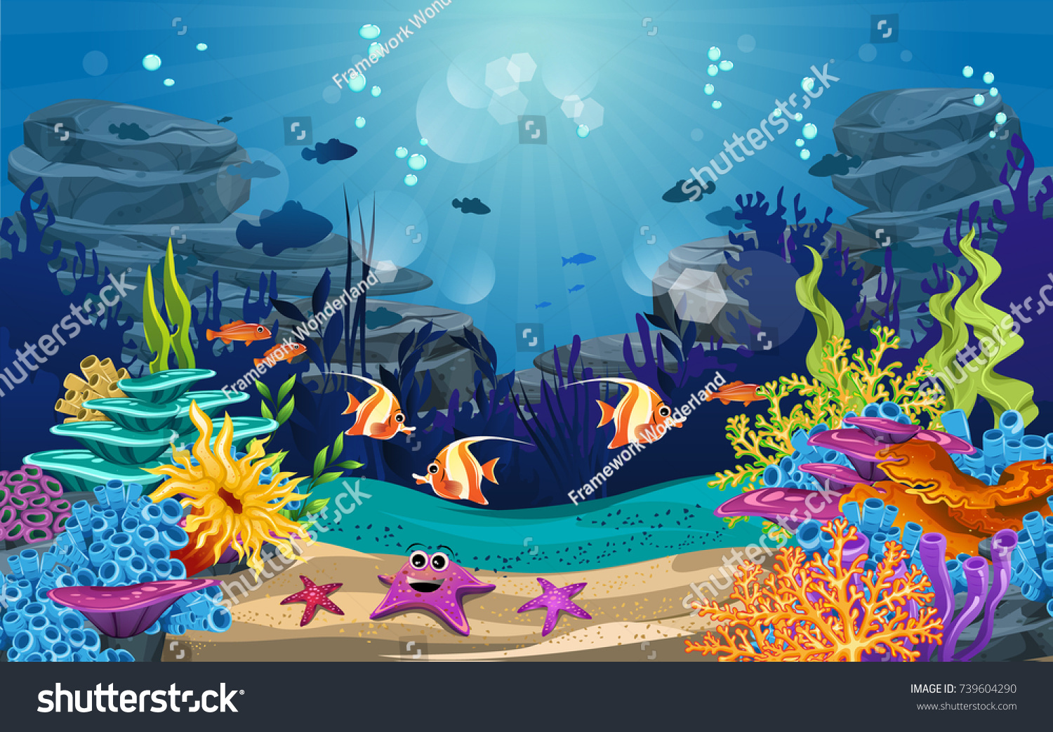 Underwater Illustration Life Beauty Marine Life Stock Vector (Royalty ...