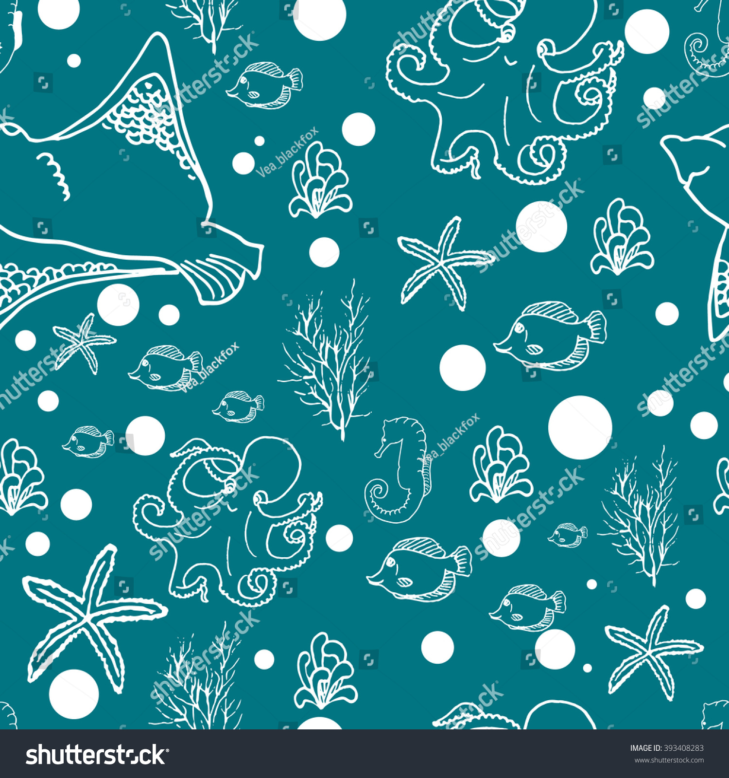 Underwater Pattern Stock Vector Illustration 393408283 : Shutterstock