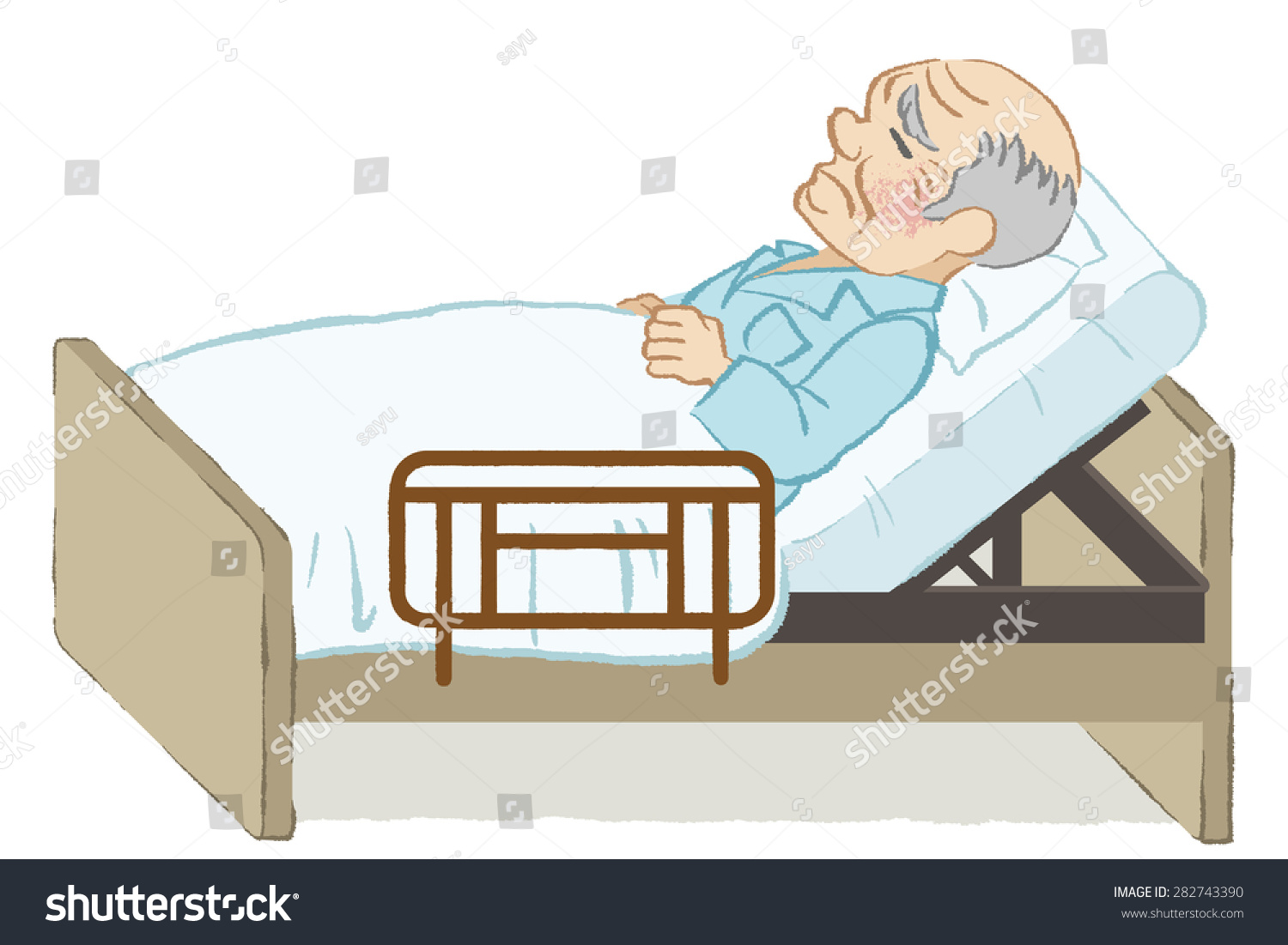 Unhappy Bedridden Senior Men White Background Stock Vector (Royalty ...