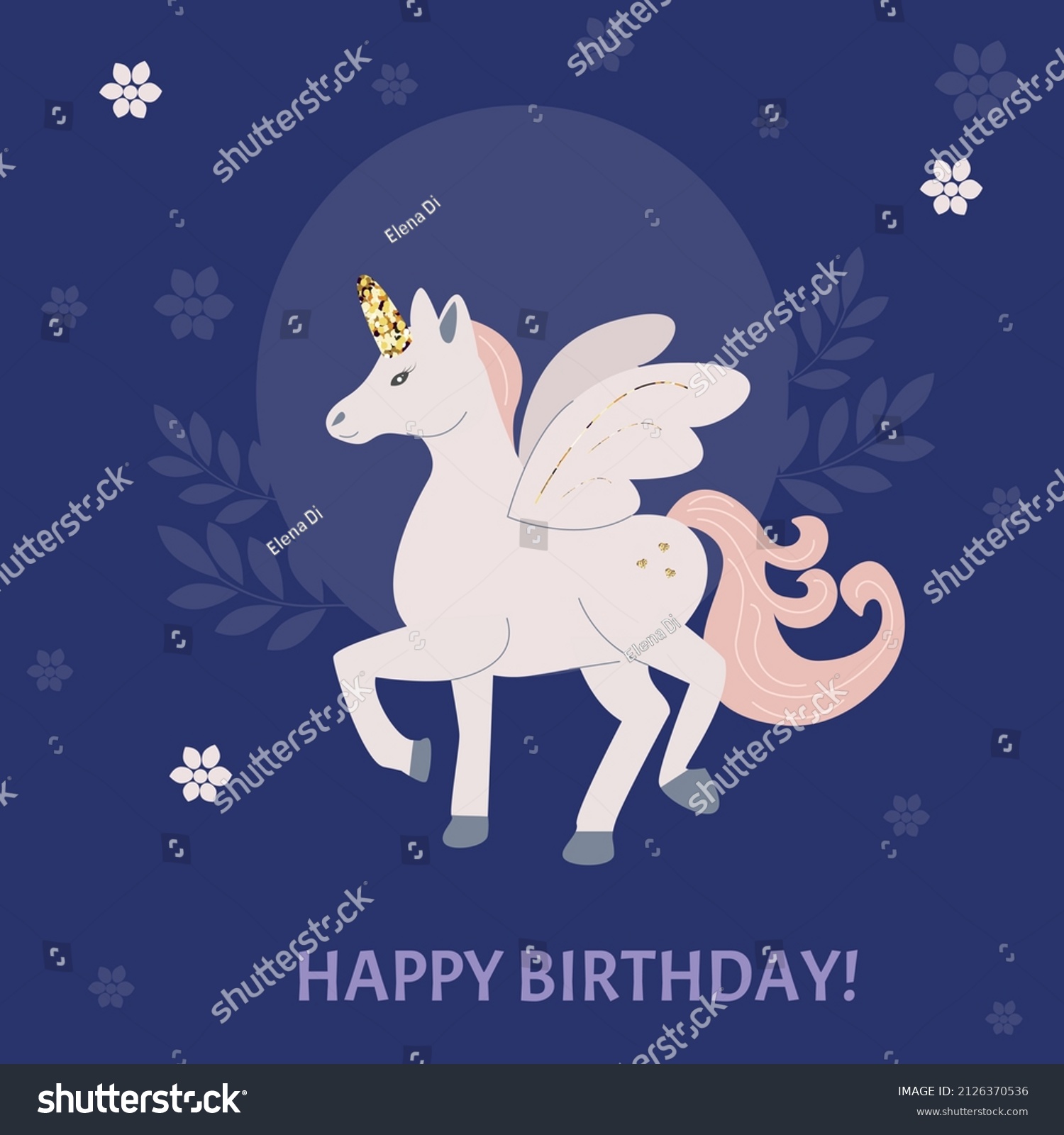 Unicorn Birthday Card Dark Background Stock Vector (Royalty Free ...