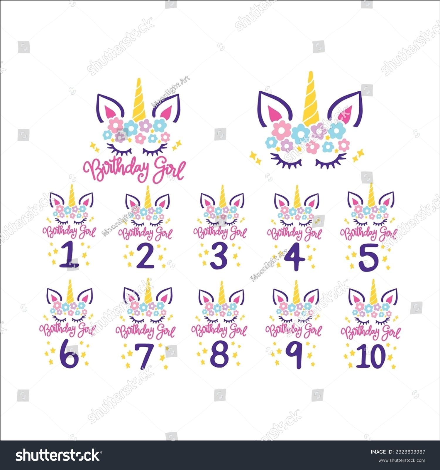 SVG of Unicorn Birthday Girl Bundle Svg, Unicorn Family Svg, Unicorn Birthday Party Svg, Mommy Unicorn, Cut files for Cricut svg