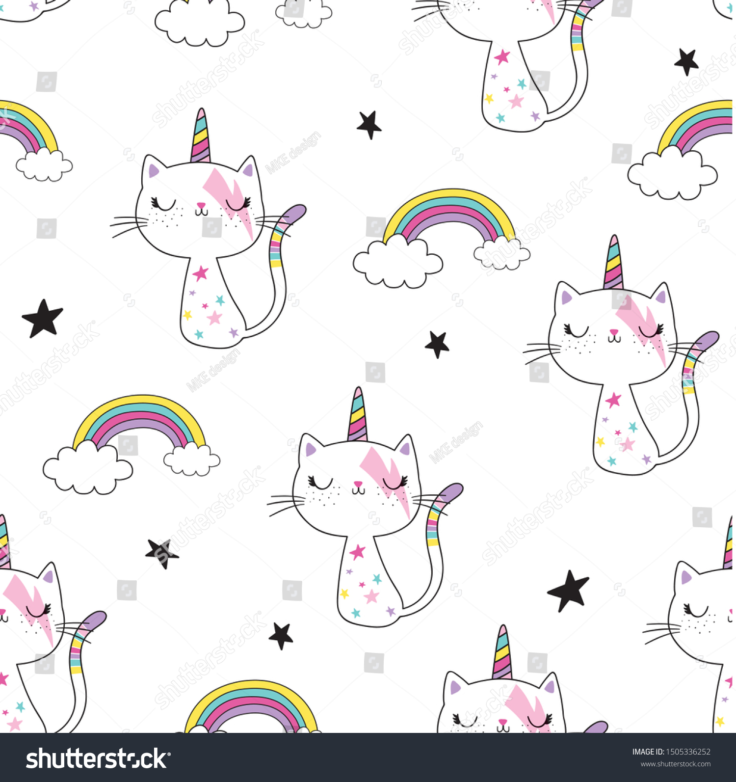 SVG of unicorn cat pattern design as vector svg