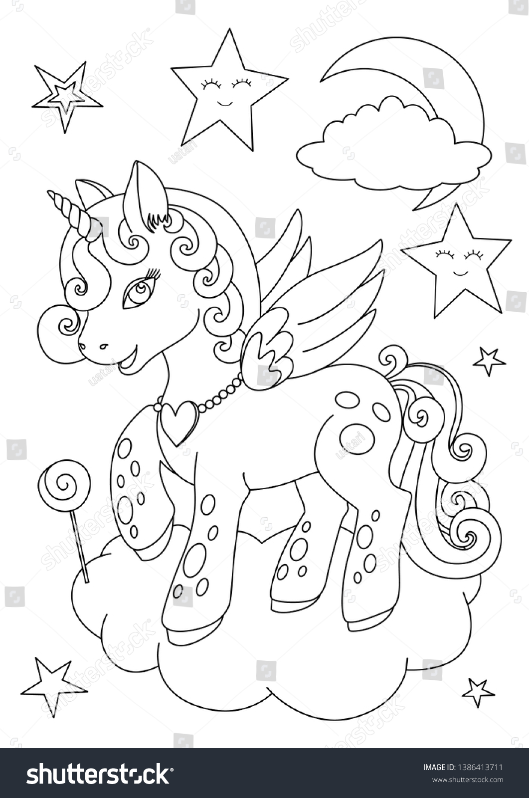 unicorn coloring page animals coloring book stock vector royalty free 1386413711 shutterstock