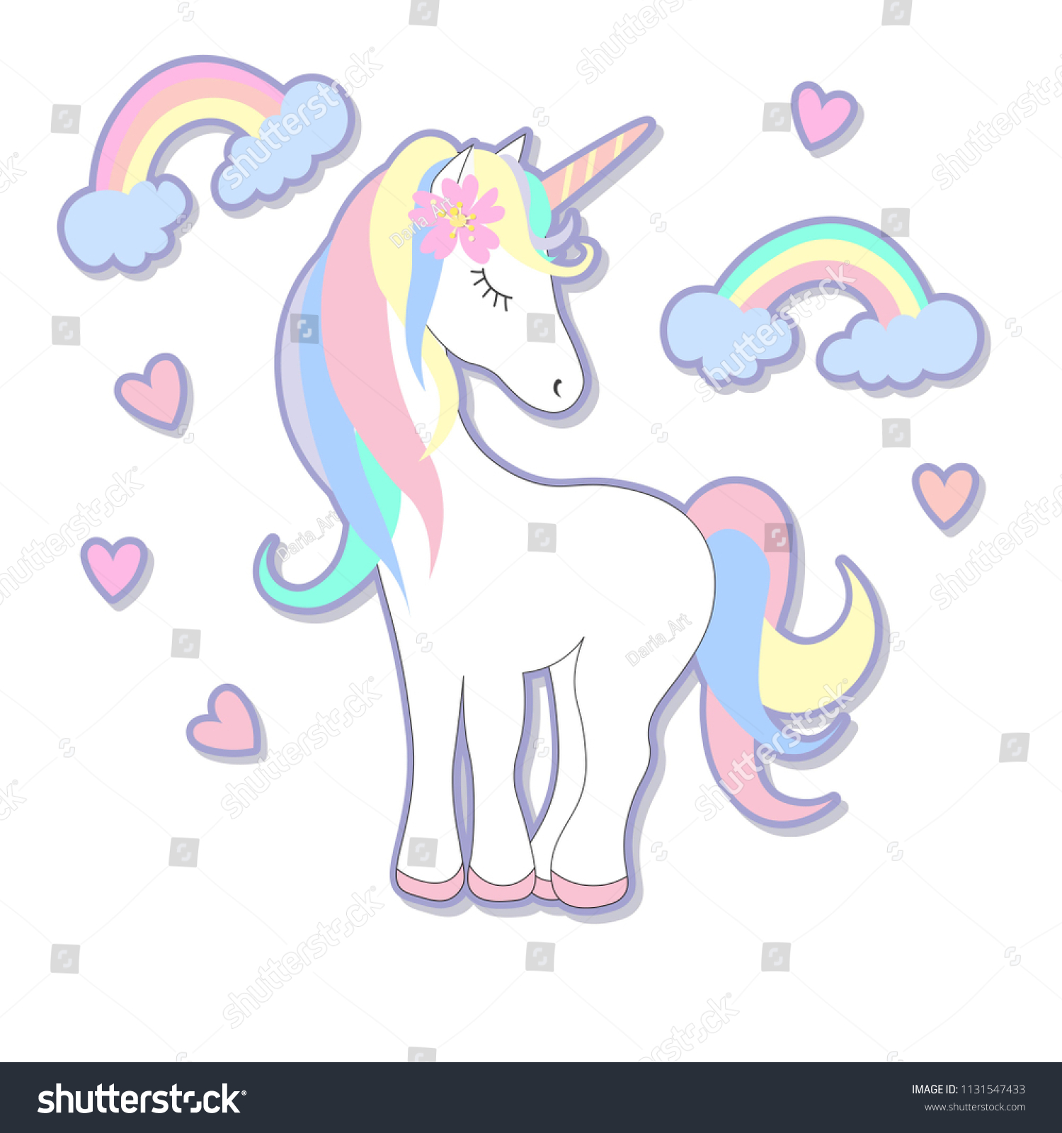 Unicorn Cute Cartoon Flat Style Clothes Stock Vector (Royalty Free ...