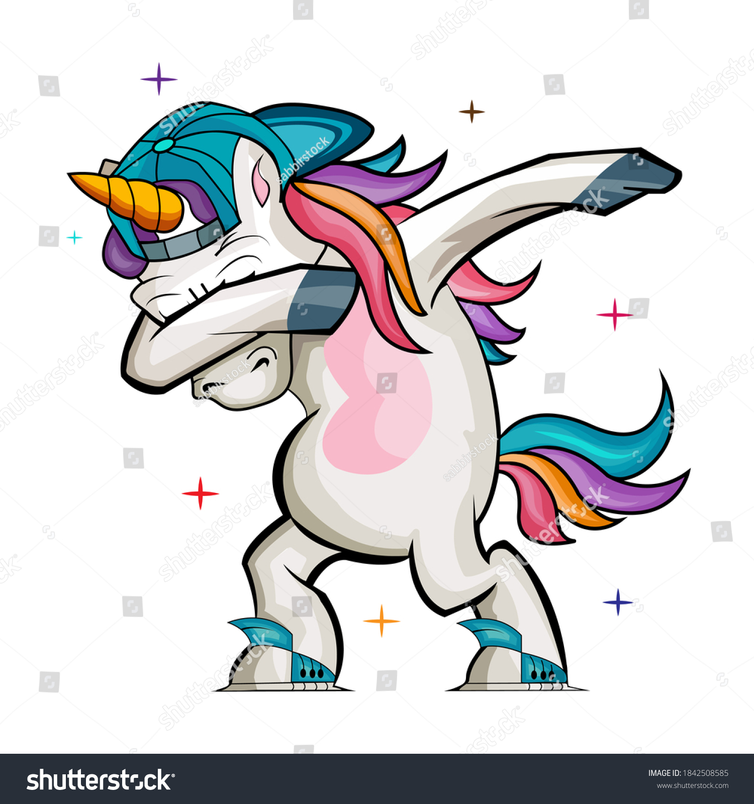 SVG of Unicorn Dabbing vector cartoon in white background. svg
