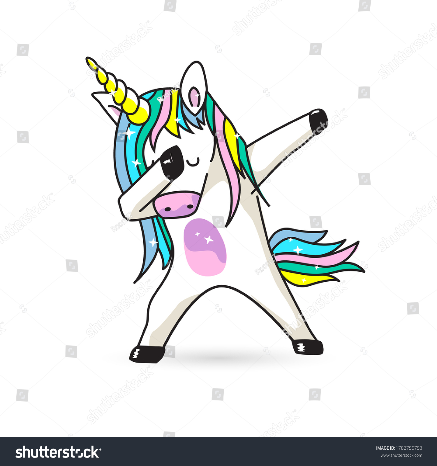 SVG of Unicorn doing the dab dance move, funny vector design svg