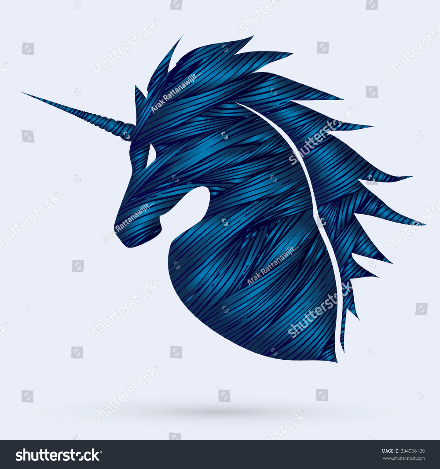 SVG of Unicorn Head designed using blue grunge brush graphic vector. svg