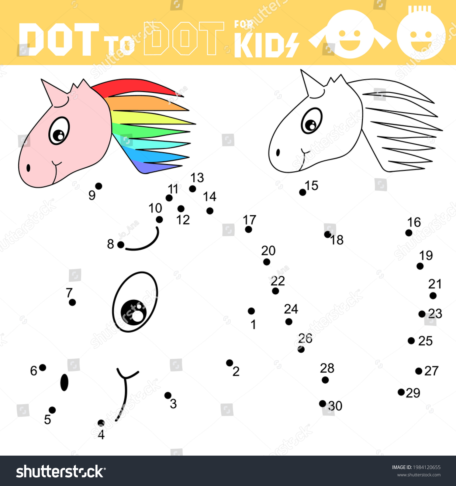 Unicorn Head Dot Dot Games Kids Stock Vector (Royalty Free) 1984120655 ...