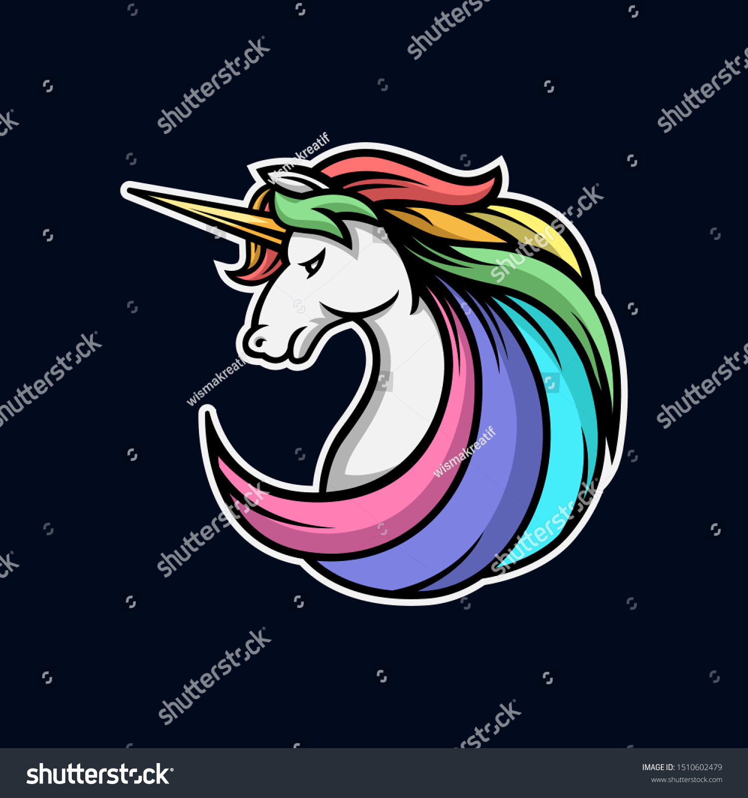 SVG of Unicorn head logo gaming esport svg