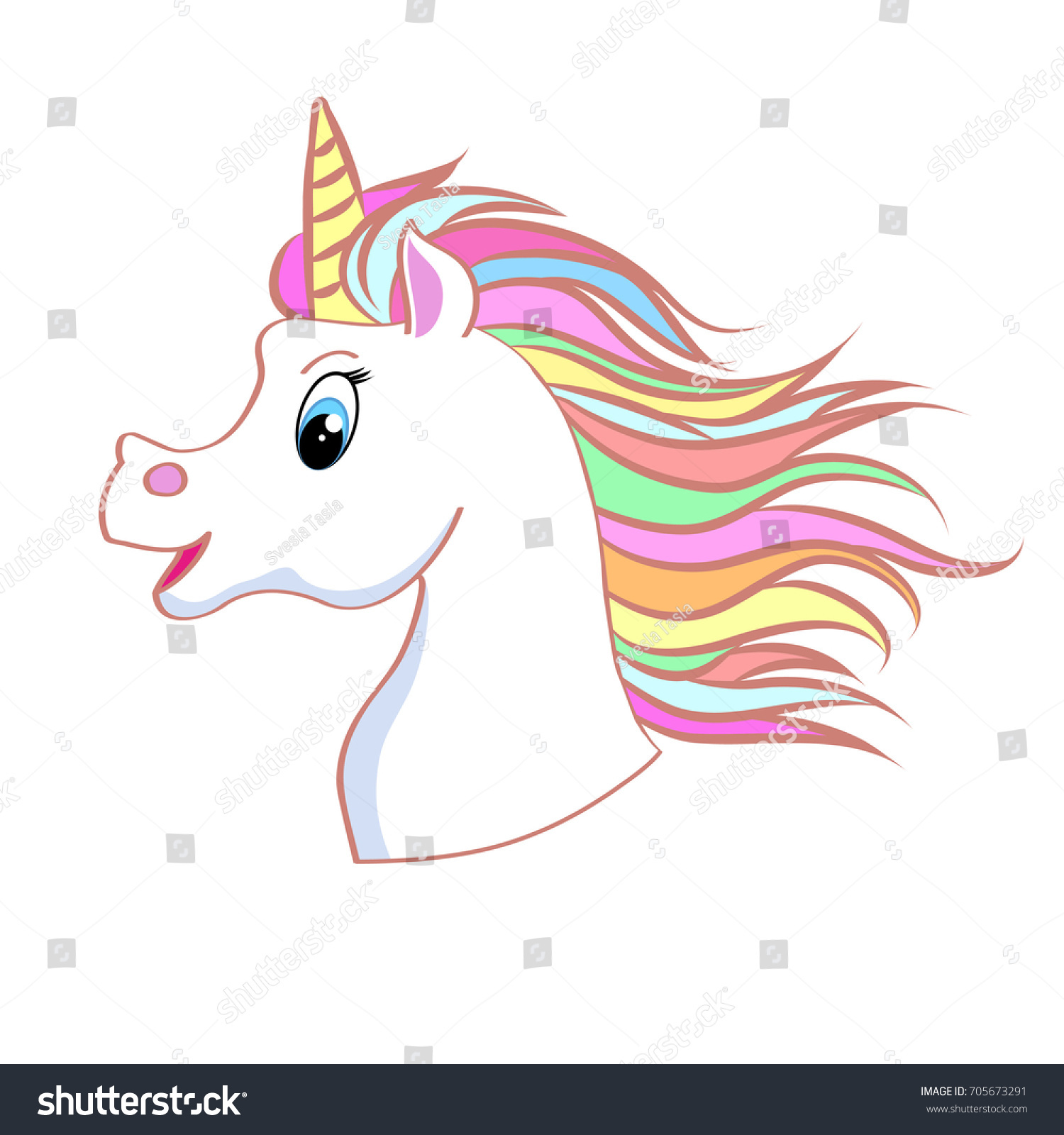 Unicorn Head Portrait Vector Illustration Magic Stock Vector Unicorn Head Portrait Vector Illustration Magic Fantasy Horse Design For Children T Shirt And Bags 705673291