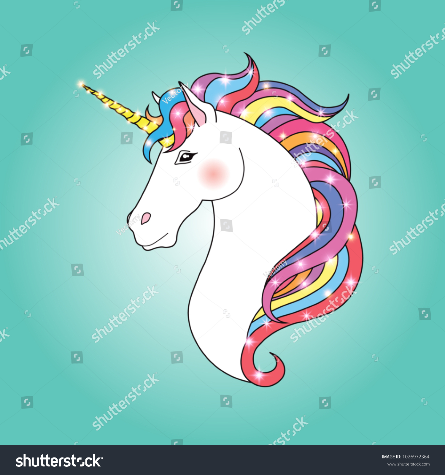 Unicorn Head Vector Illustration Stock Vector (Royalty Free) 1026972364 ...