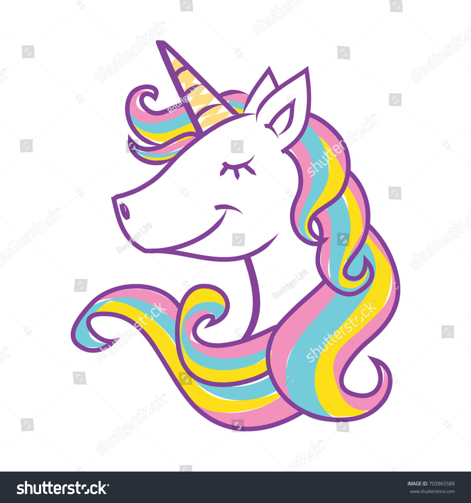Unicorn Head Vector Illustration On White Stock Vector (Royalty Free ...