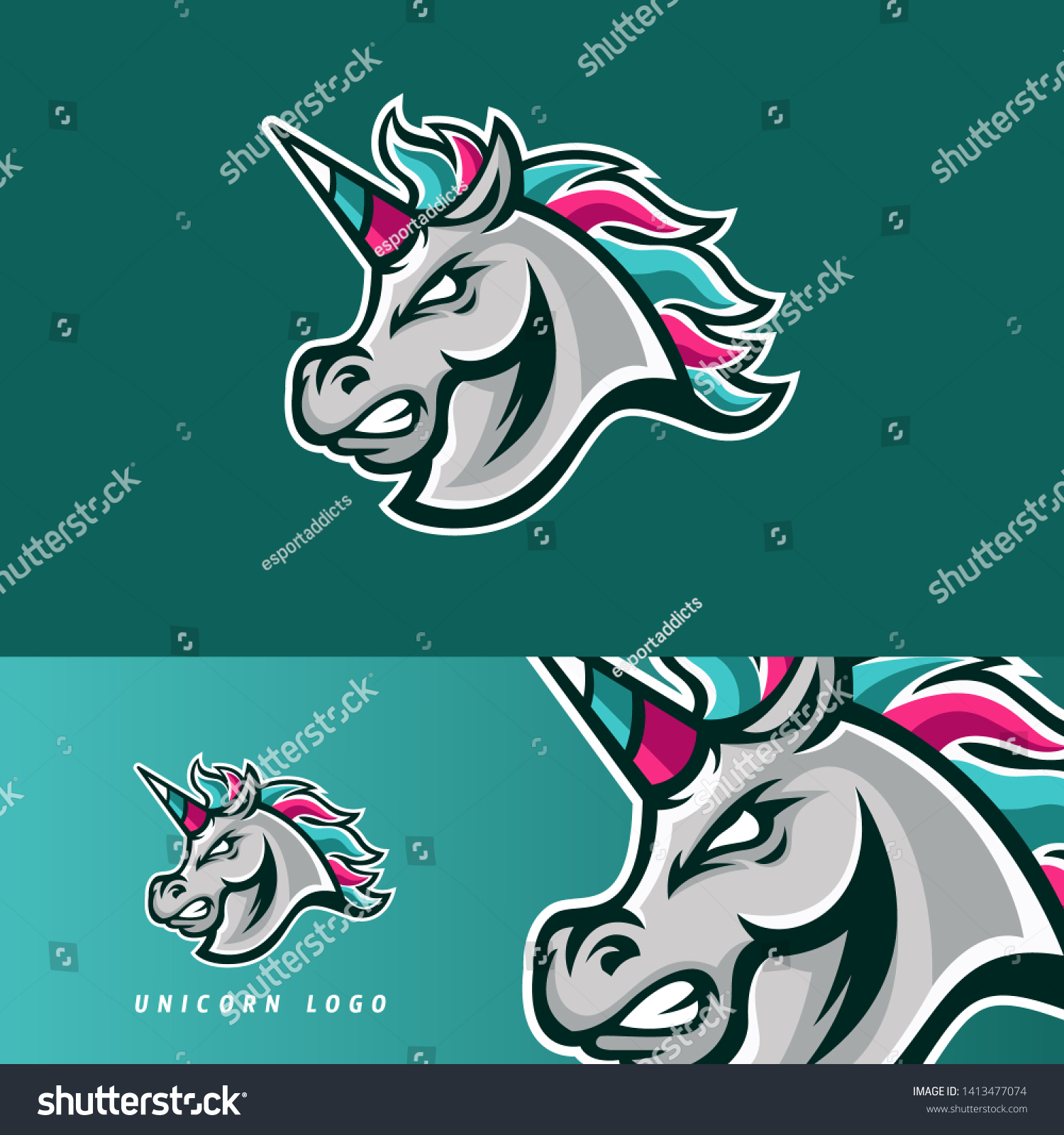 SVG of Unicorn Horse esport gaming mascot logo template, suitable for your team, business, and personal branding svg