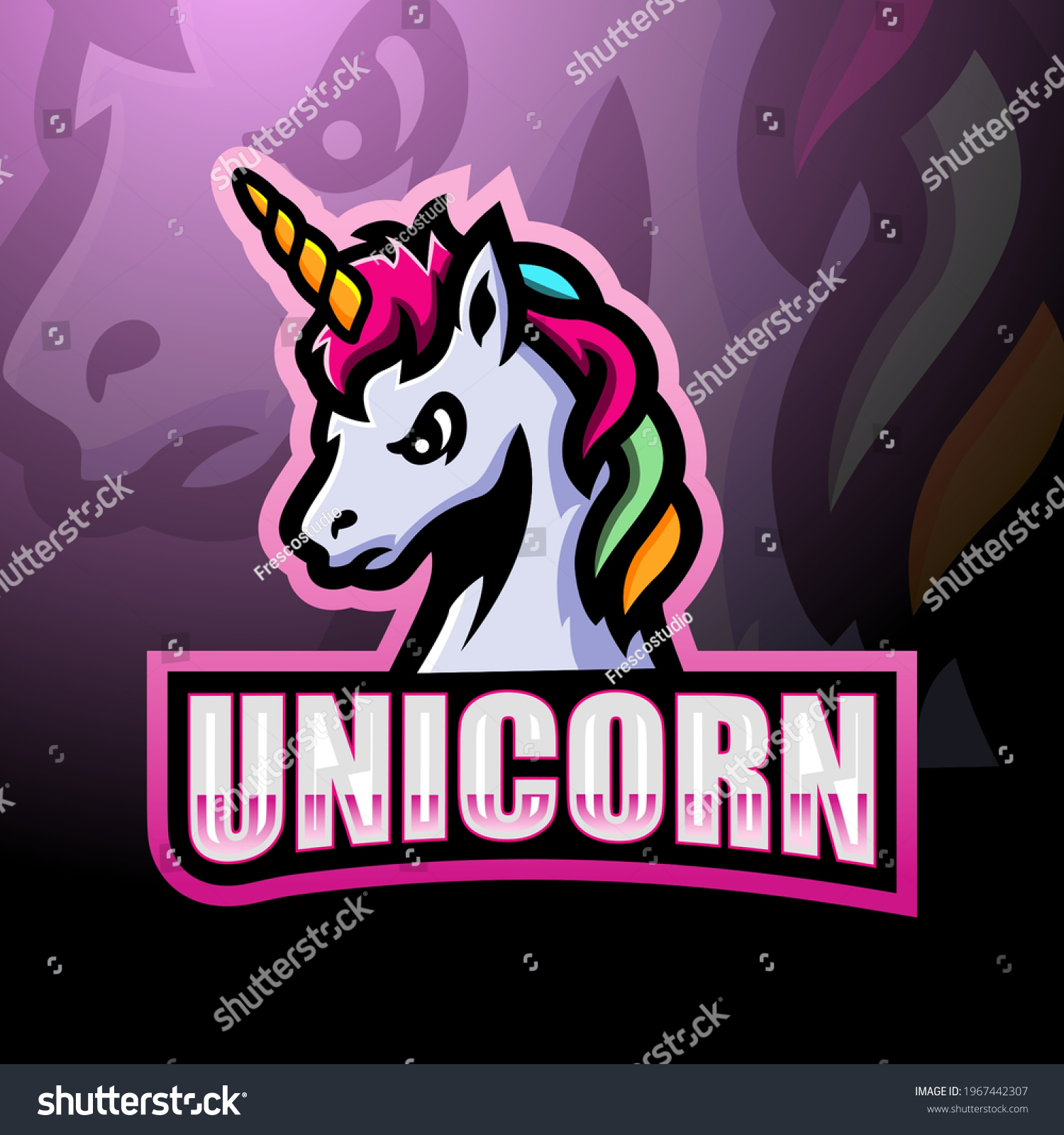 SVG of Unicorn mascot esport logo design svg