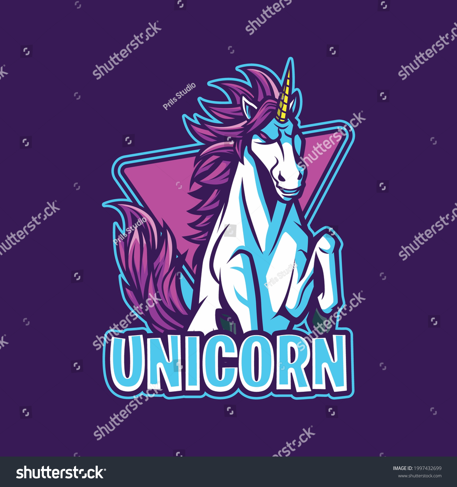 SVG of Unicorn mascot logo cartoon illustration svg