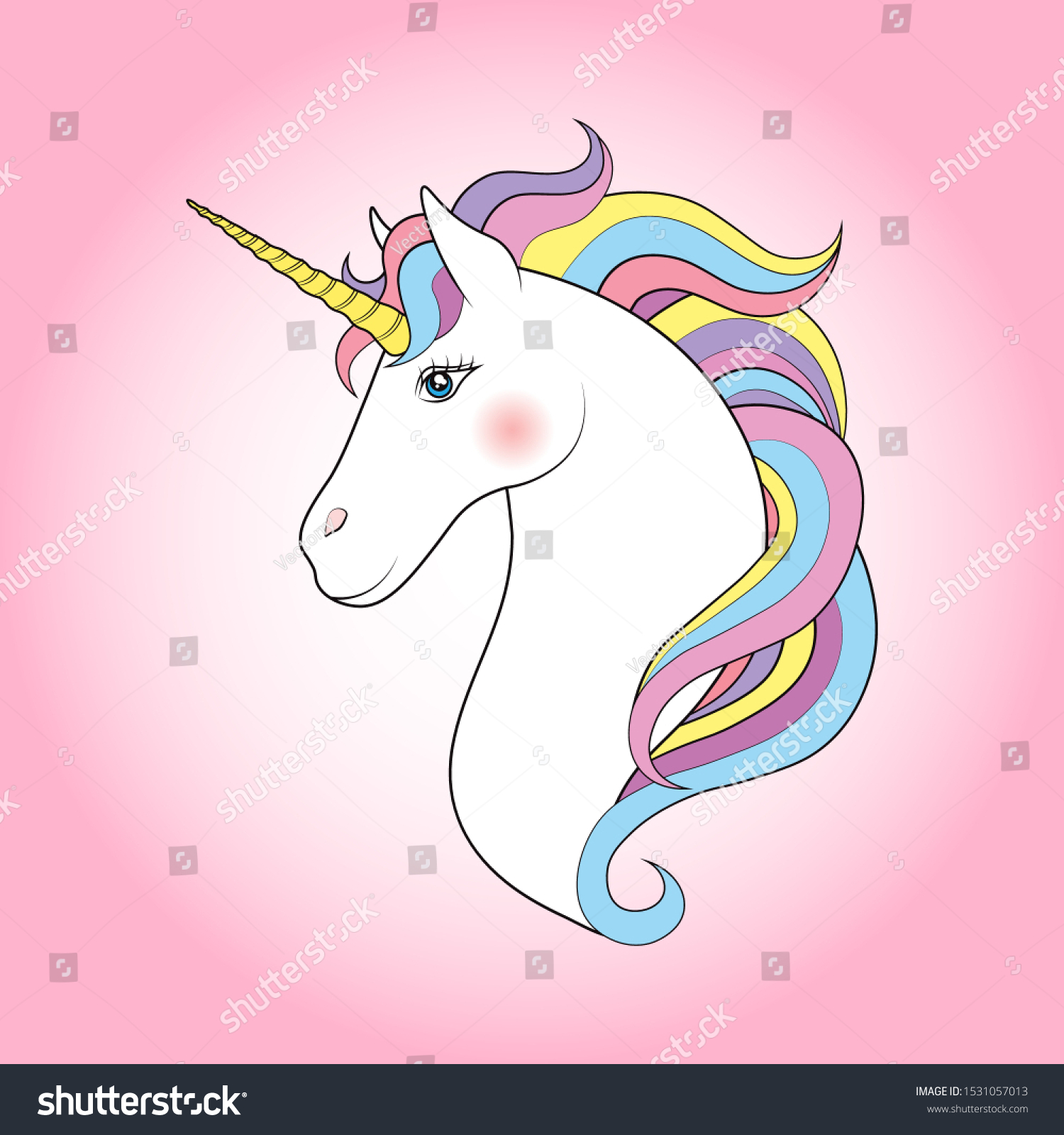 Unicorn On Pink Background Vector Illustration Stock Vector (Royalty ...