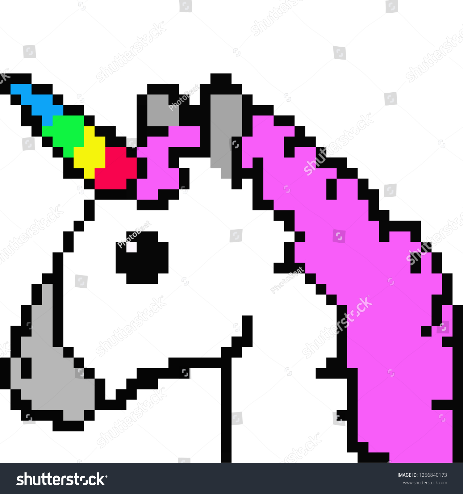 Unicorn Pixel Art Beautiful Stock Vector (Royalty Free) 1256840173