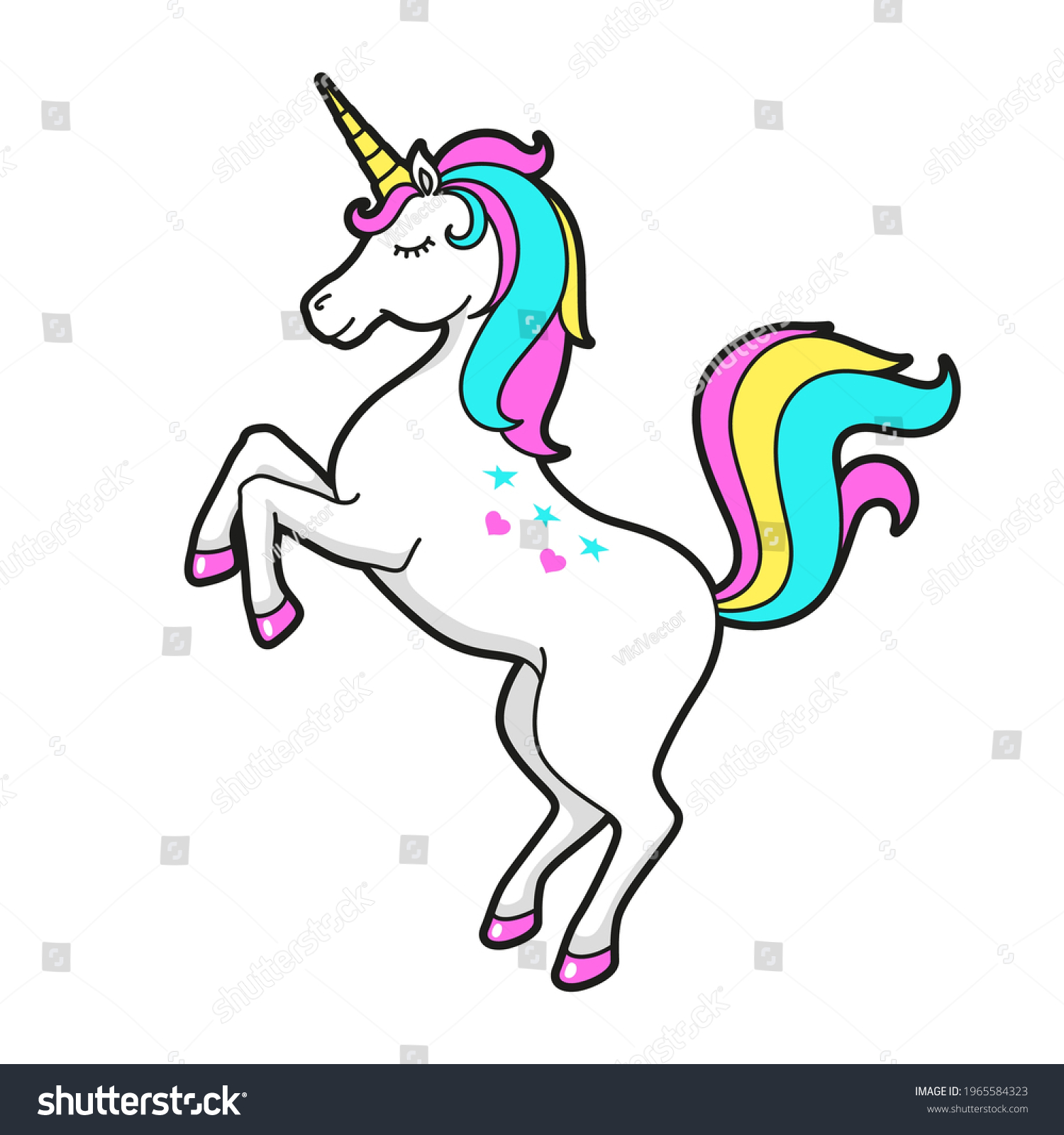 Unicorn Prancing On Hind Hooves Cartoon Stock Vector (Royalty Free ...