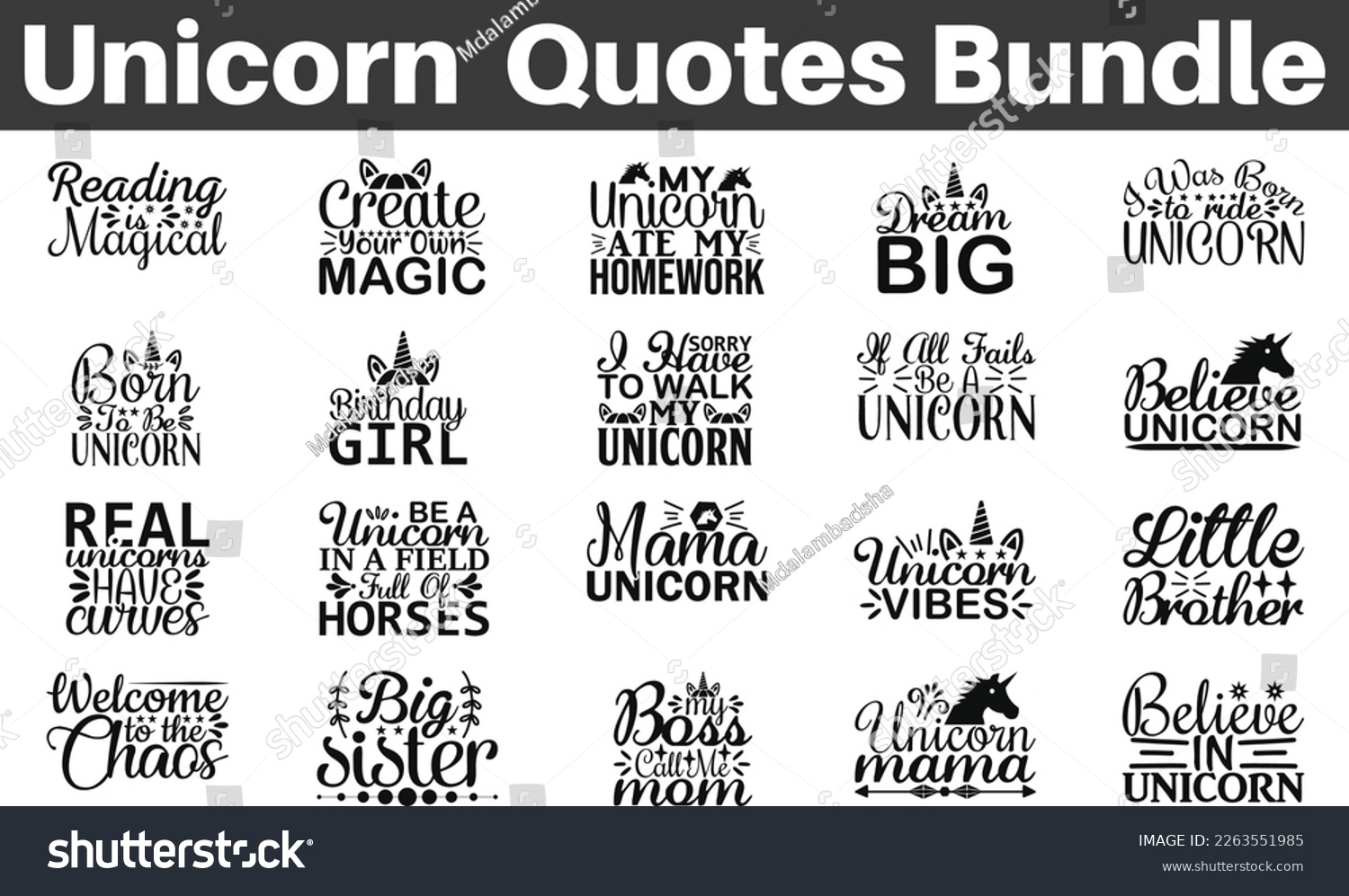 SVG of Unicorn Quotes Bundle,  Quotes about Unicorn, Unicorn Quote, Magical saying eps files, SVG bundle of Magical, svg