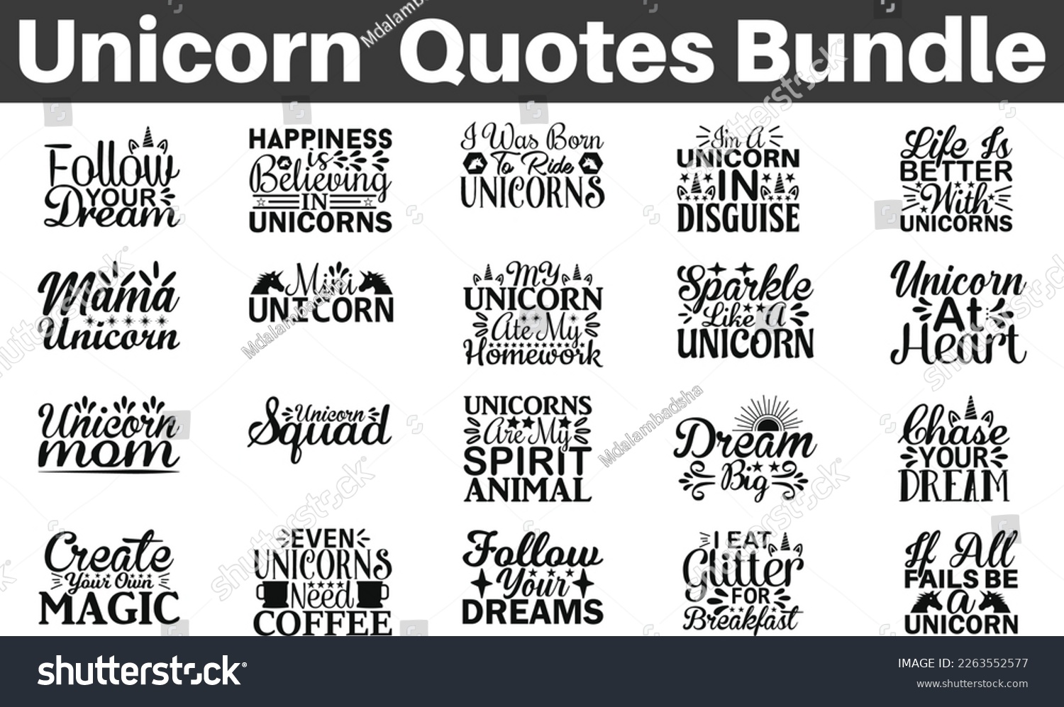 SVG of Unicorn Quotes Bundle, Unicorn Quote, Unicorn quotes SVG cut files, Unicorn saying t shirt designs, Magical cut files. svg