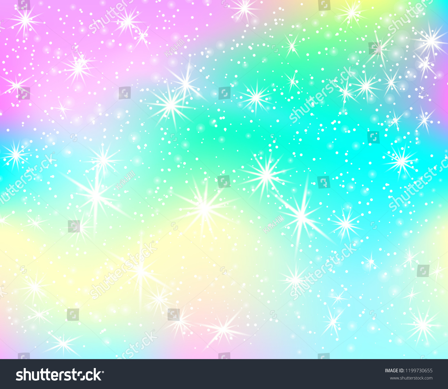 Unicorn Rainbow Background Holographic Sky Pastel Stock Vector