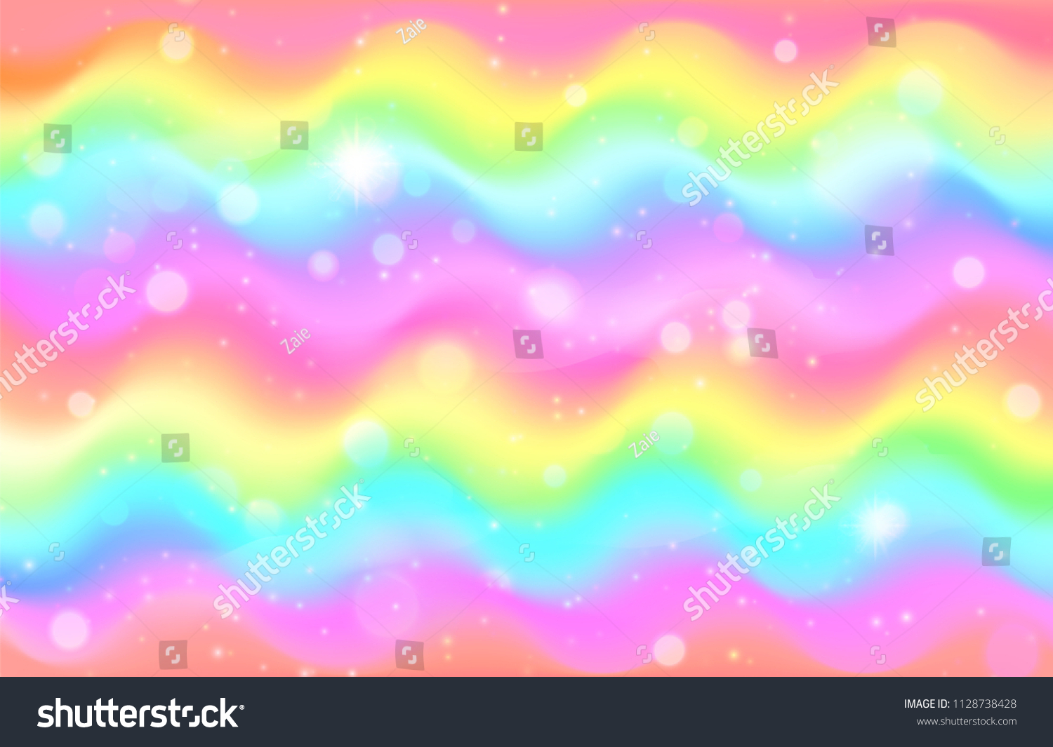 Unicorn Rainbow Wave Background Mermaid Galaxy Stock Vector Royalty